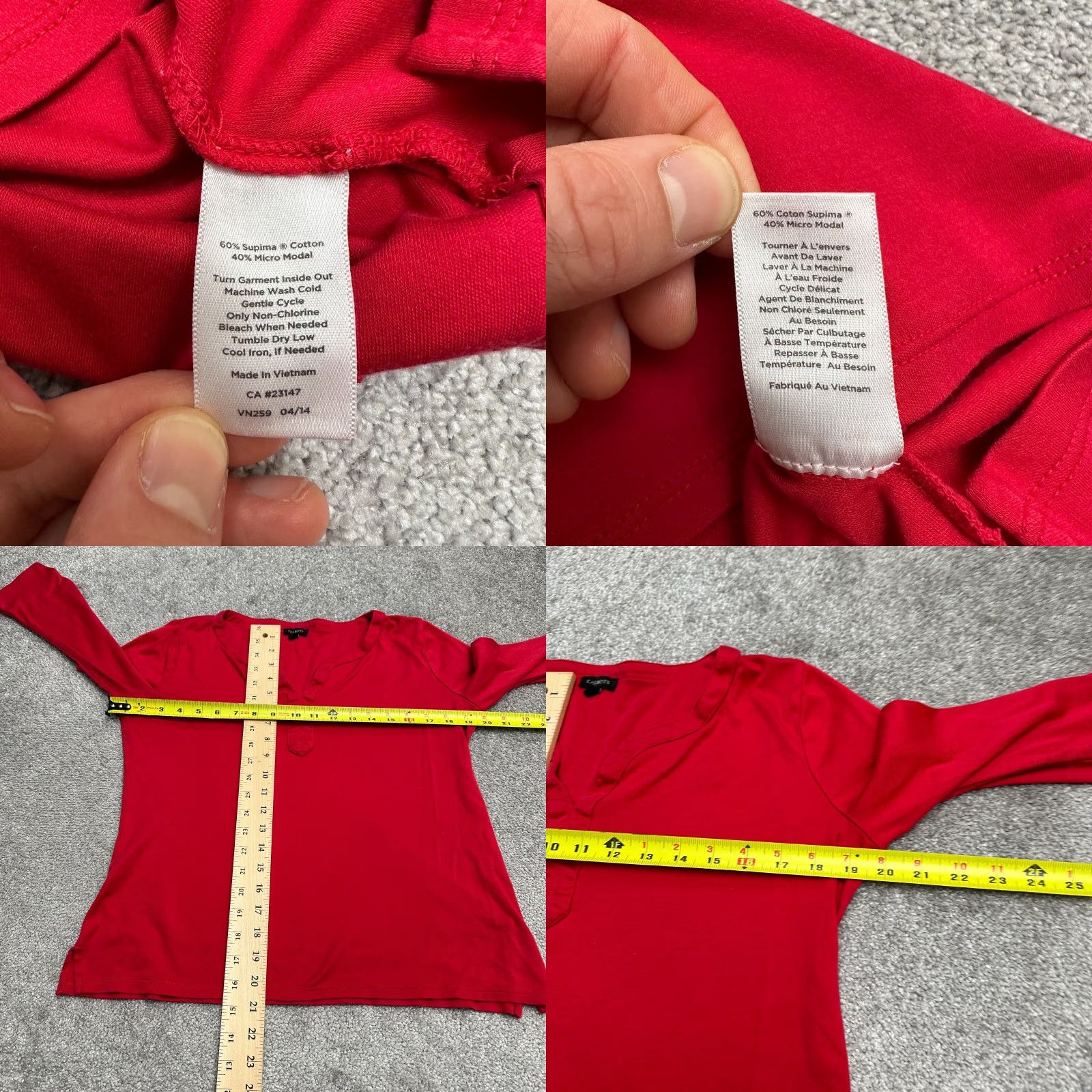 Talbots Talbots Tunic Blouse Womens Medium Red Cotton Modal Knit V-Neck Long Sleeve Casual Size M / US 6-8 / IT 42-44 - 8 Thumbnail