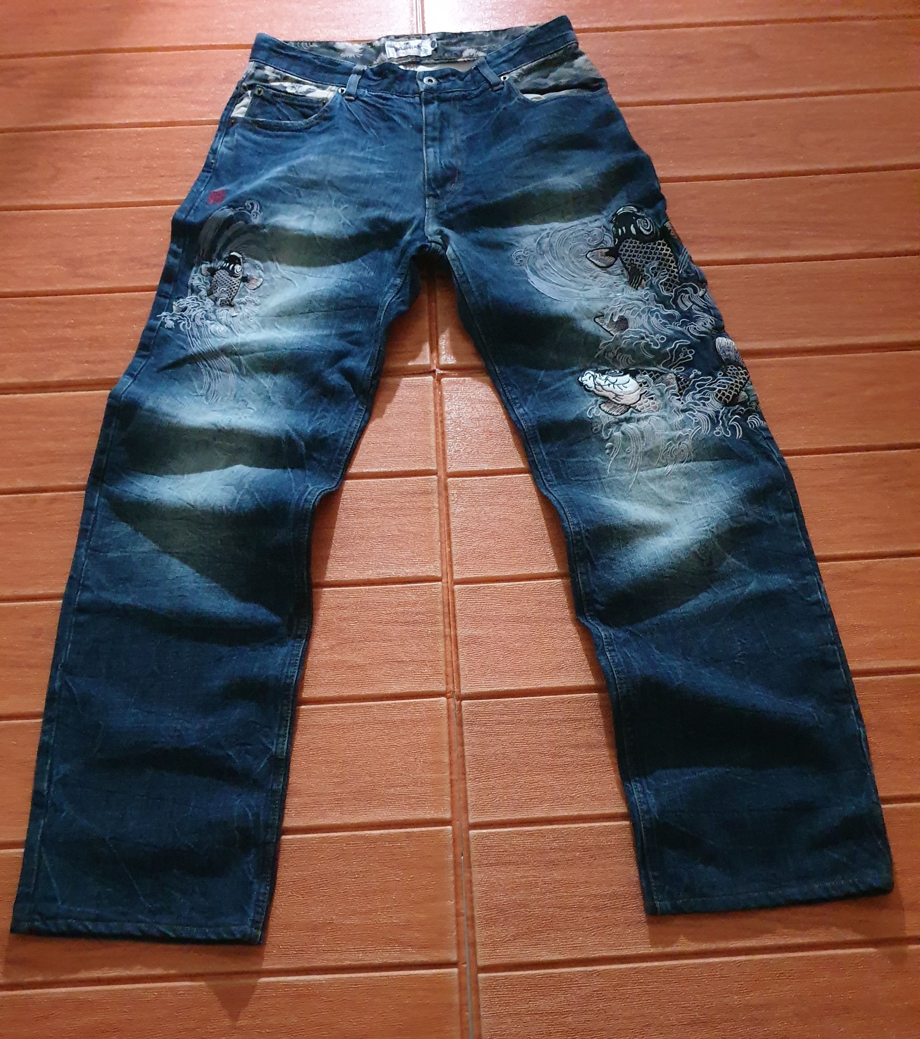 Japanese Brand × PPFM 💥Karakuri tamashi koi fish Japanese brand denim pant Size US 30 / EU 46 - 5 Thumbnail