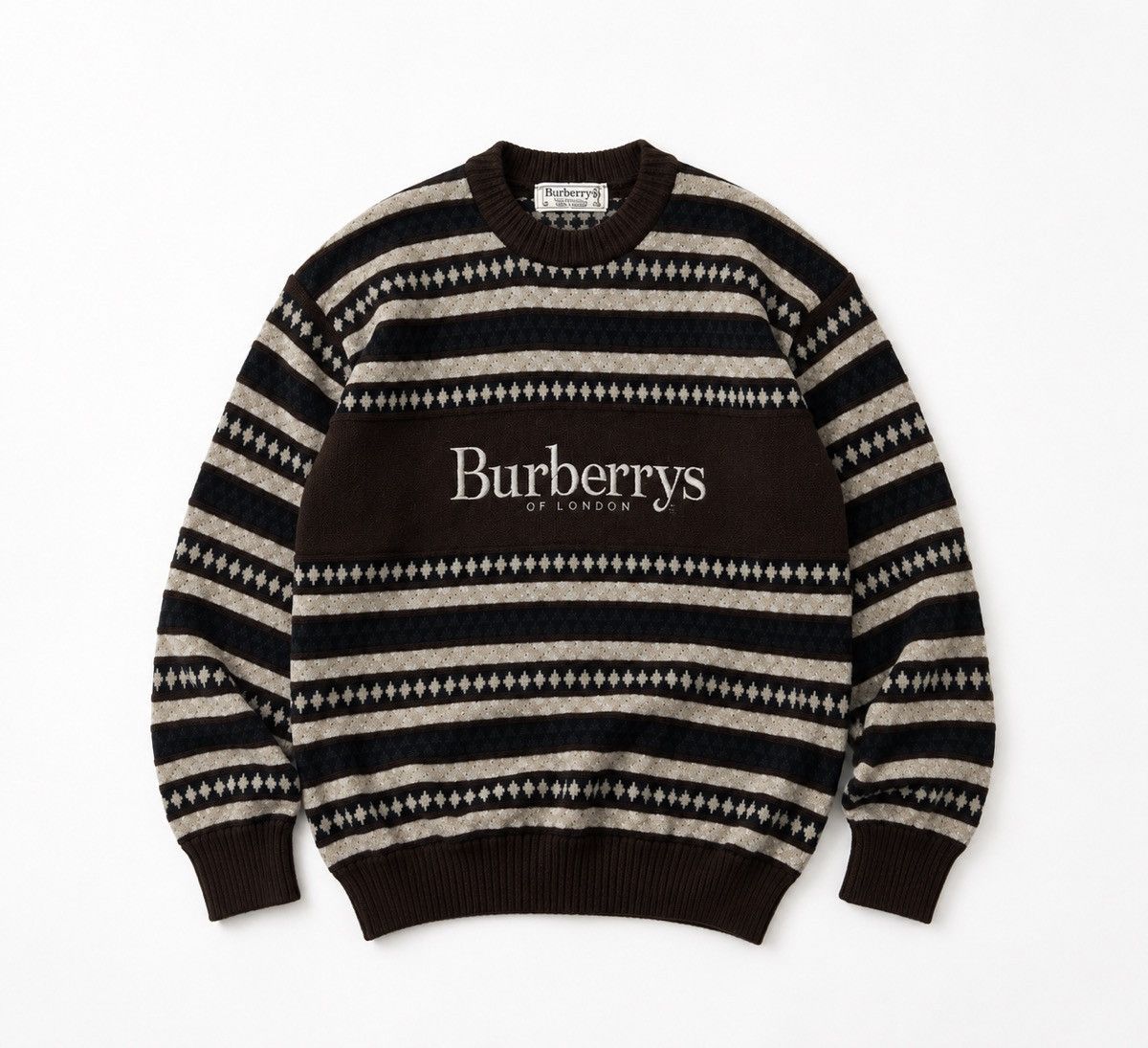 Burberry VTG Burberrys Embroidered Knitwear Pure New Wool Sweatshirt Size US L / EU 52-54 / 3 - 1 Thumbnail