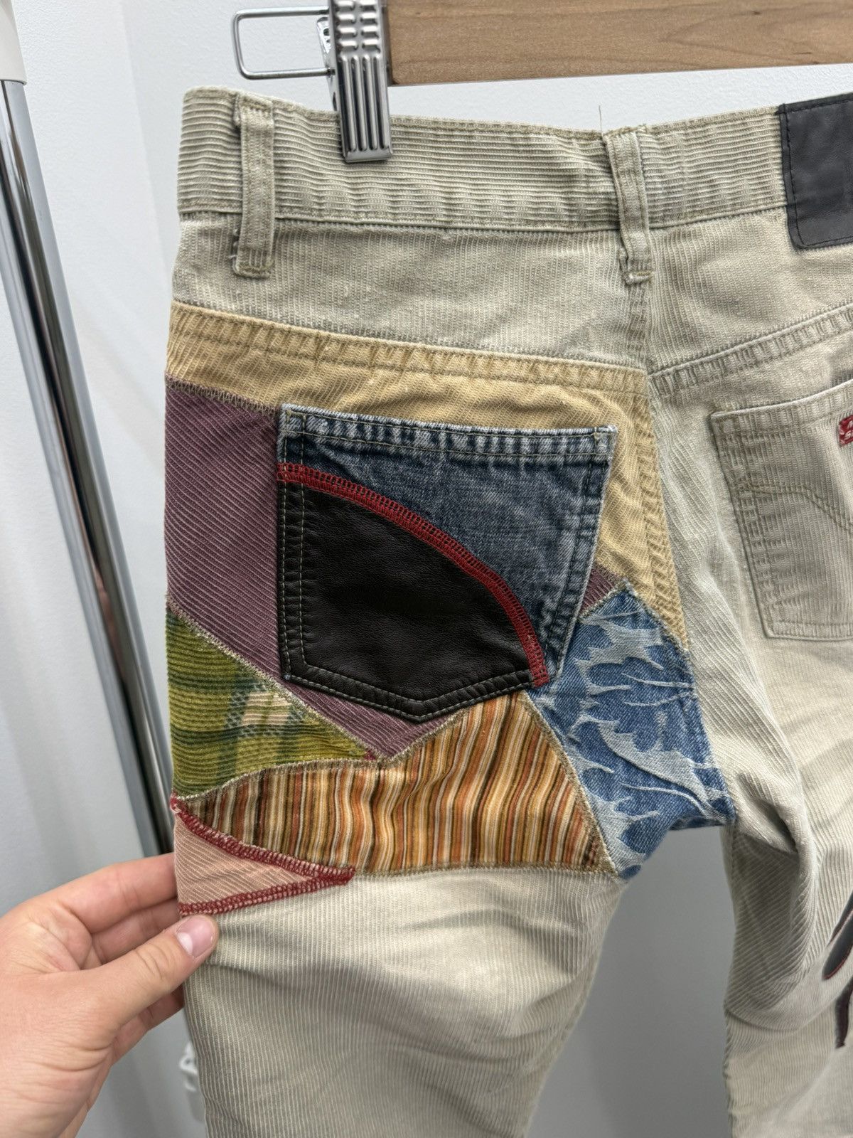 Miss Sixty Miss Sixty Flare Patchwork Corduroy Jeans Pants Size 27" / US 4 / IT 40 - 4 Thumbnail