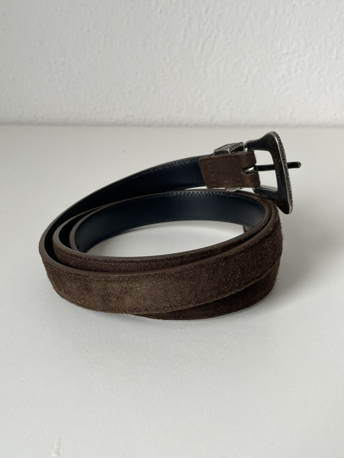 Saint Laurent Paris NEW Saint Laurent Paris Suede Leather Brown Western Belt Size ONE SIZE - 2 Thumbnail