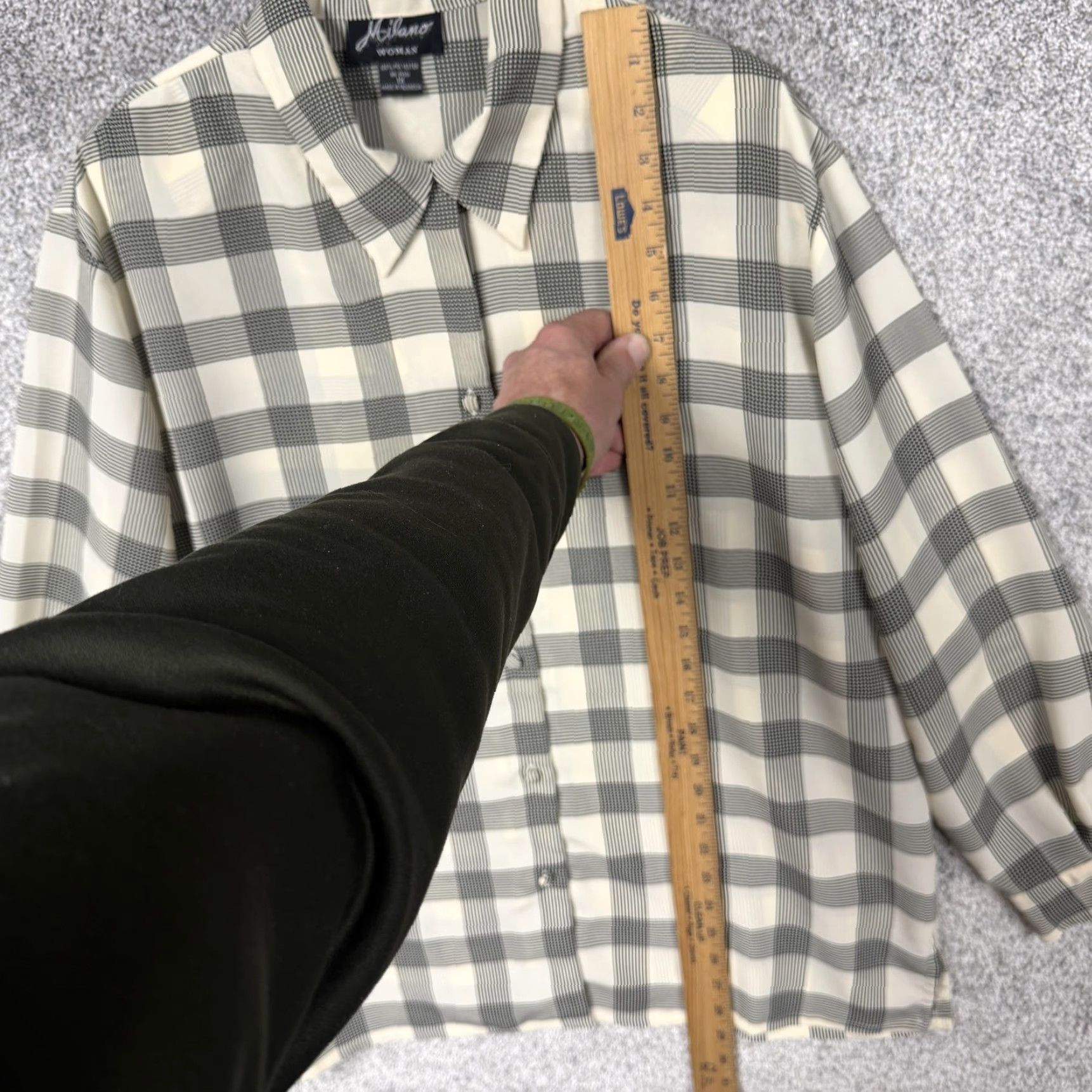 Vintage VINTAGE Milano Shirt Women 1X Plus Plaid Black Cream 90s Preppy Button-Up Long Sleeve Casual Vintage Size XL / US 12-14 / IT 48-50 - 2 Thumbnail