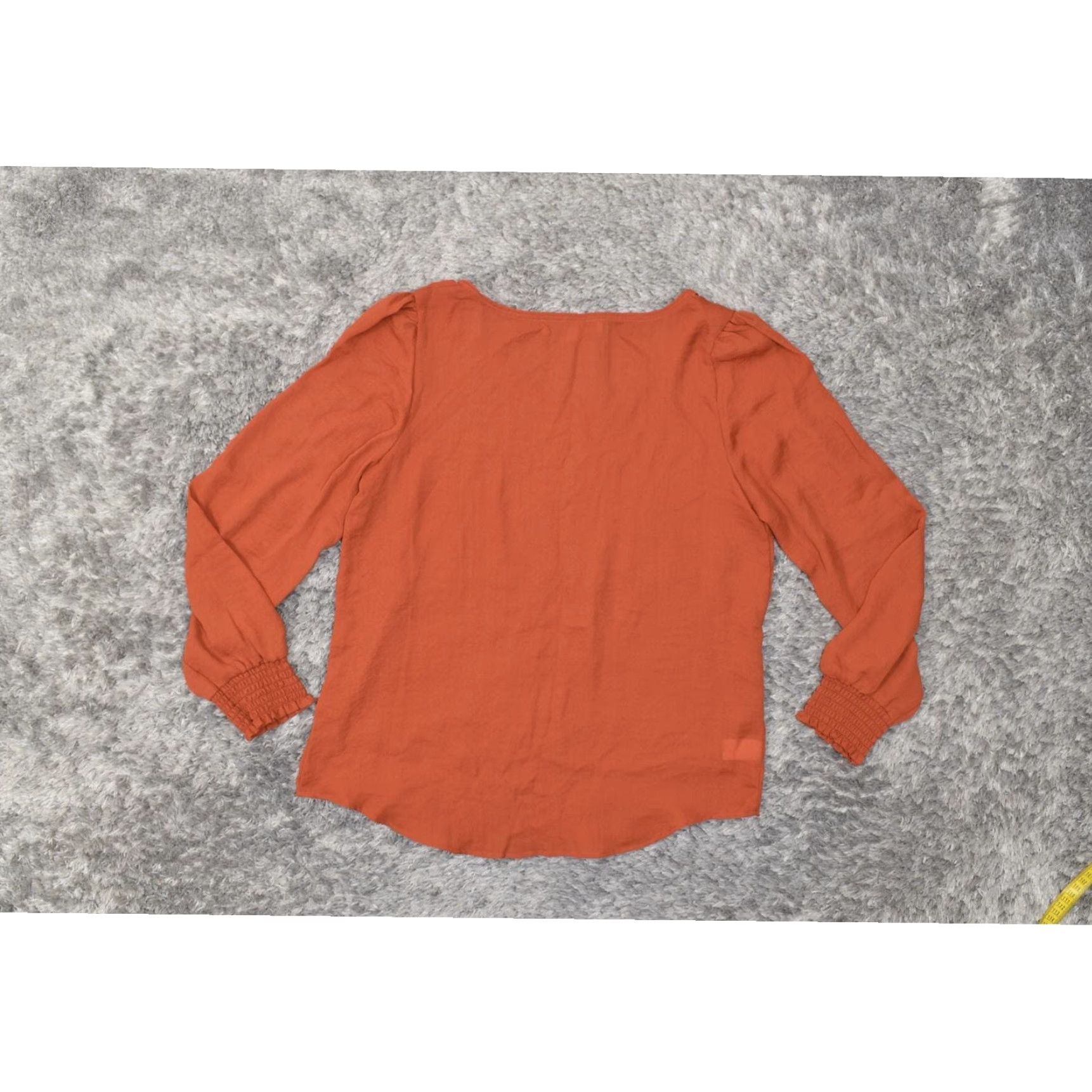 Loft Loft Women's Orange Polyester Blouse Small Long Sleeve Crew Neck Solid Top Size S / US 4 / IT 40 - 3 Thumbnail