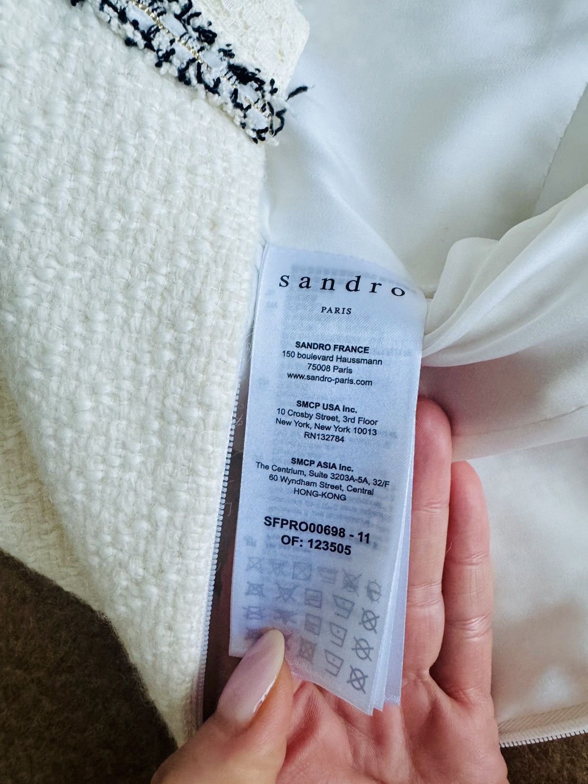 Sandro Sandro Paris Tweed Dress with Braid Trim – Cream/White Size M / US 6-8 / IT 42-44 - 9 Thumbnail