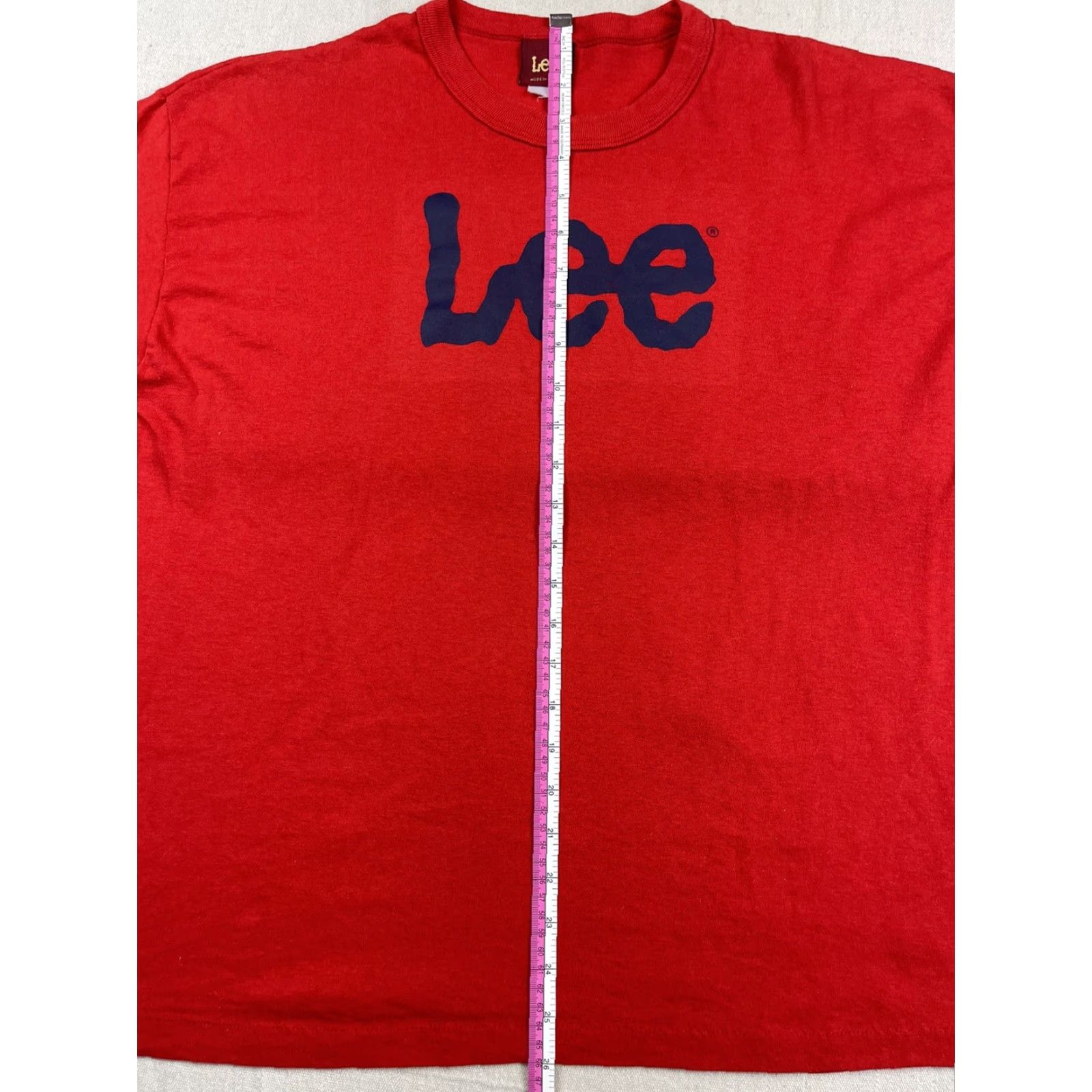 Lee VINTAGE Lee Logo T-Shirt 70s 80s Short Sleeve Regular Fit Adult Large Red Retro Mens Size US L / EU 52-54 / 3 - 6 Thumbnail