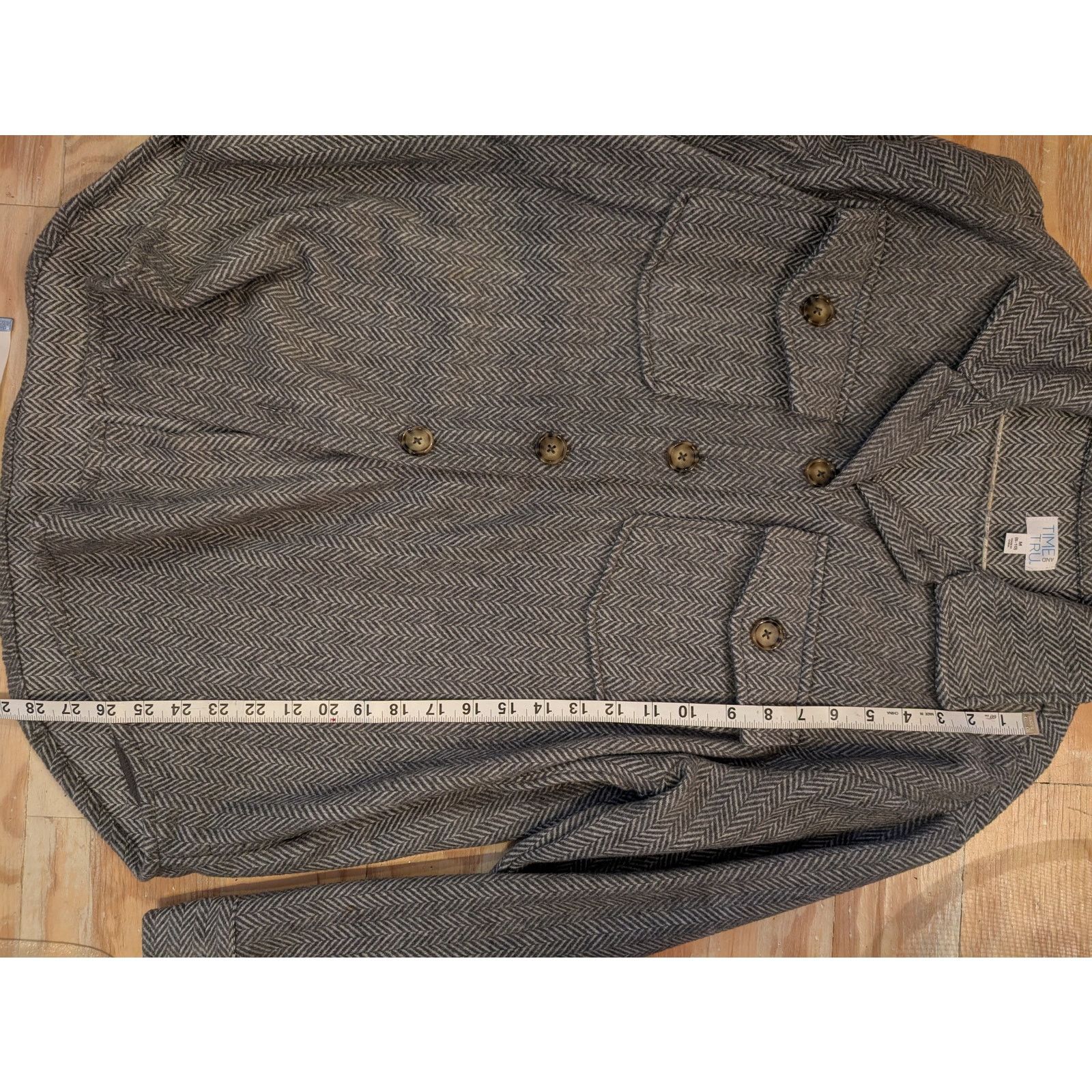 The Unbranded Brand Lds M 8-10 Time /Tru Grey & White Polyester Button Jacket Size M / US 6-8 / IT 42-44 - 2 Thumbnail