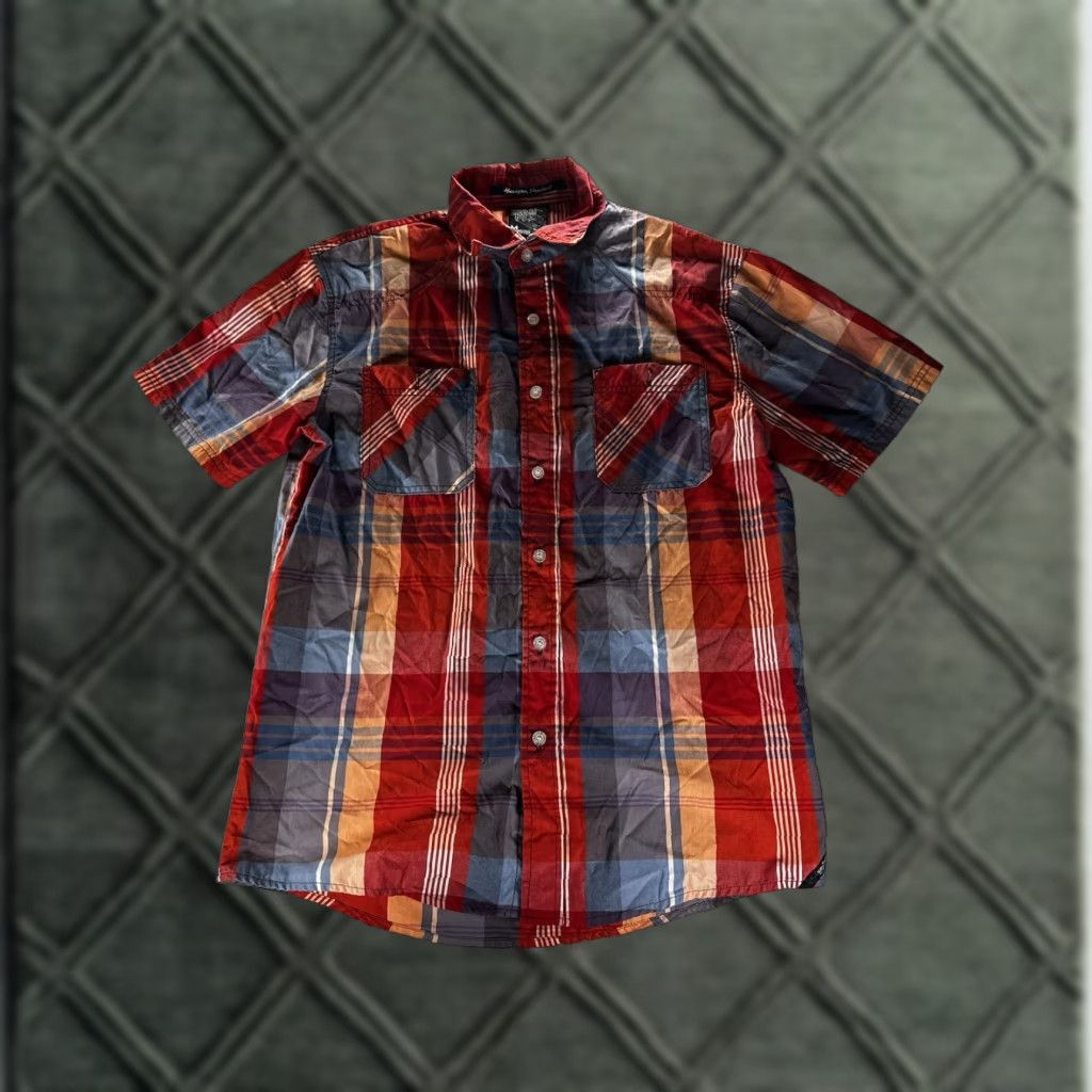 Southpole Southpole Shirt Mens Medium Short Sleeve Button Up Red White Black Plaid" Size US M / EU 48-50 / 2 - 1 Thumbnail