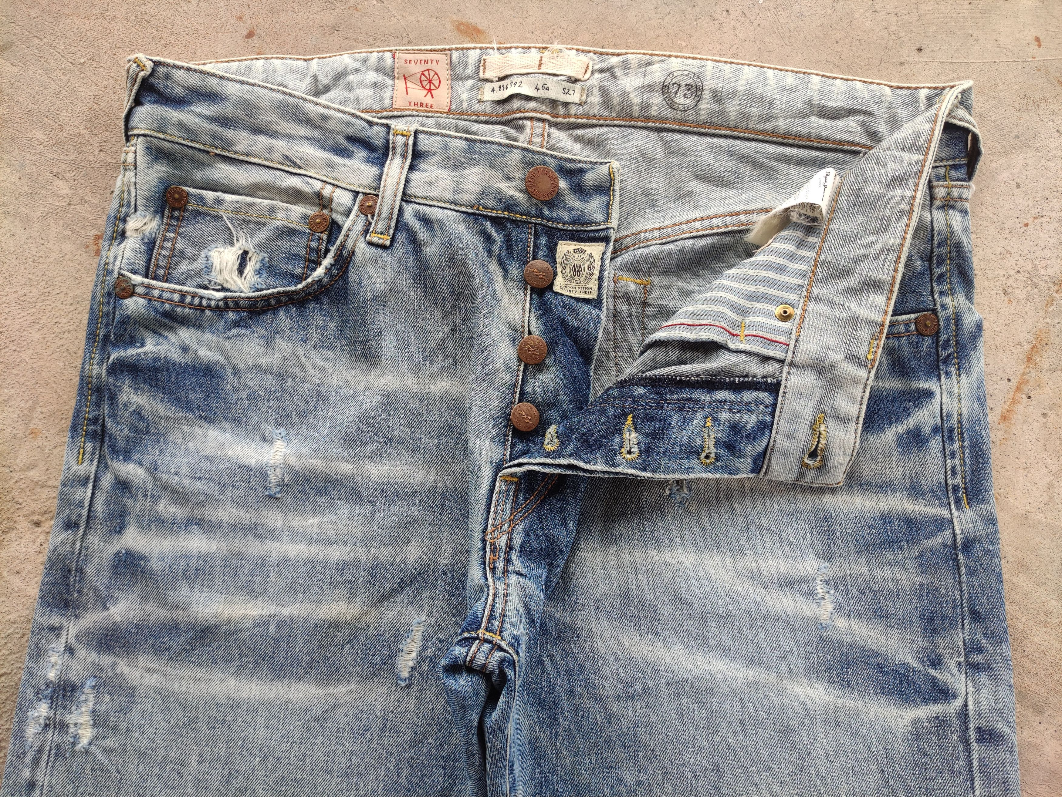 Pepe Jeans Vintage Pepe Jean London Button Distressed Faded Denim Size US 36 / EU 52 - 4 Thumbnail