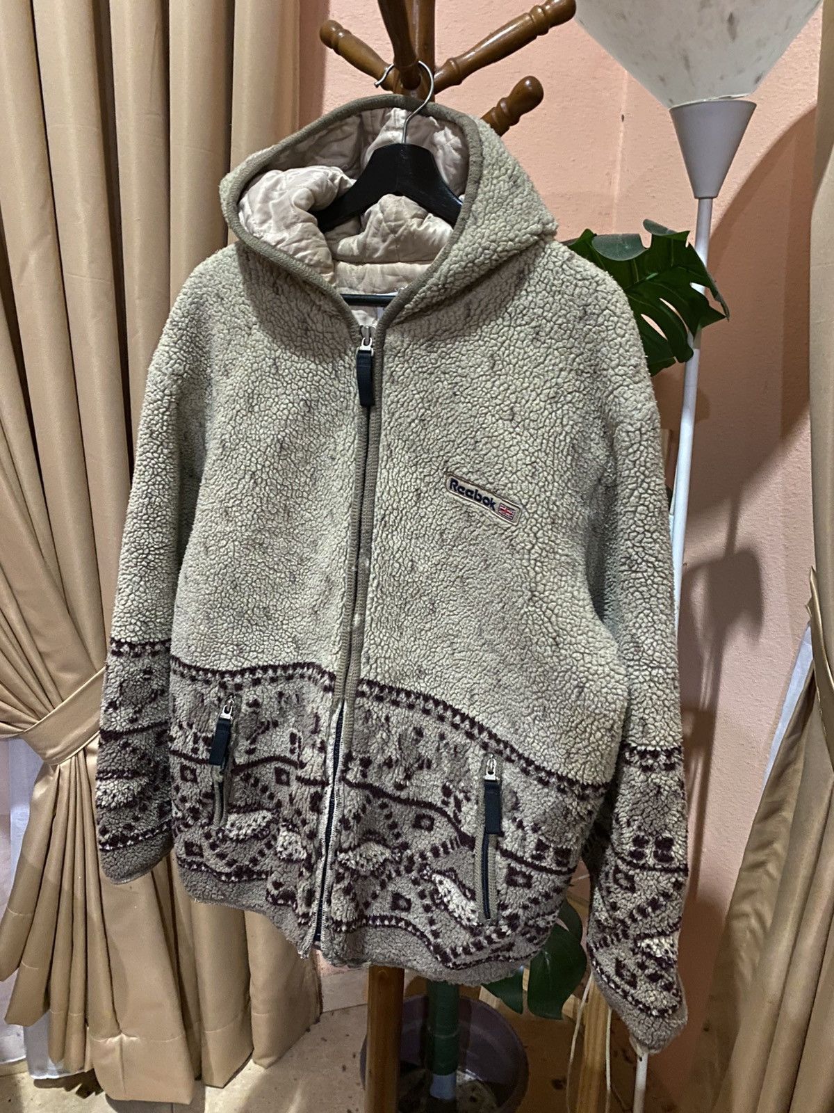 Reebok Vintage Reebok Classic Sherpa Fleece Hoodie Jacket Rare 90s Size US L / EU 52-54 / 3 - 4 Thumbnail