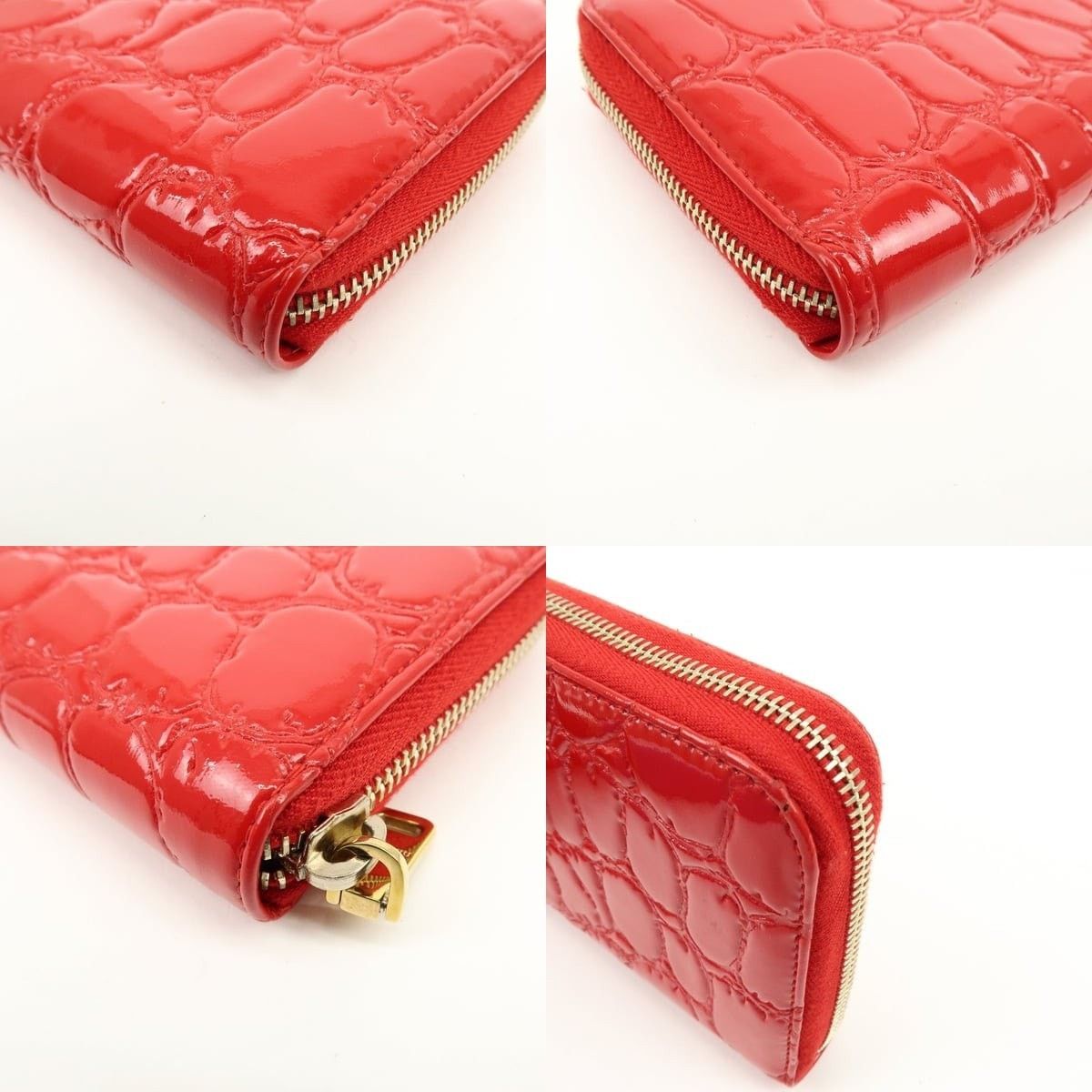 Miu Miu Miu Miu Patent Embossed Leather Zippy Wallet Red Size ONE SIZE - 4 Thumbnail