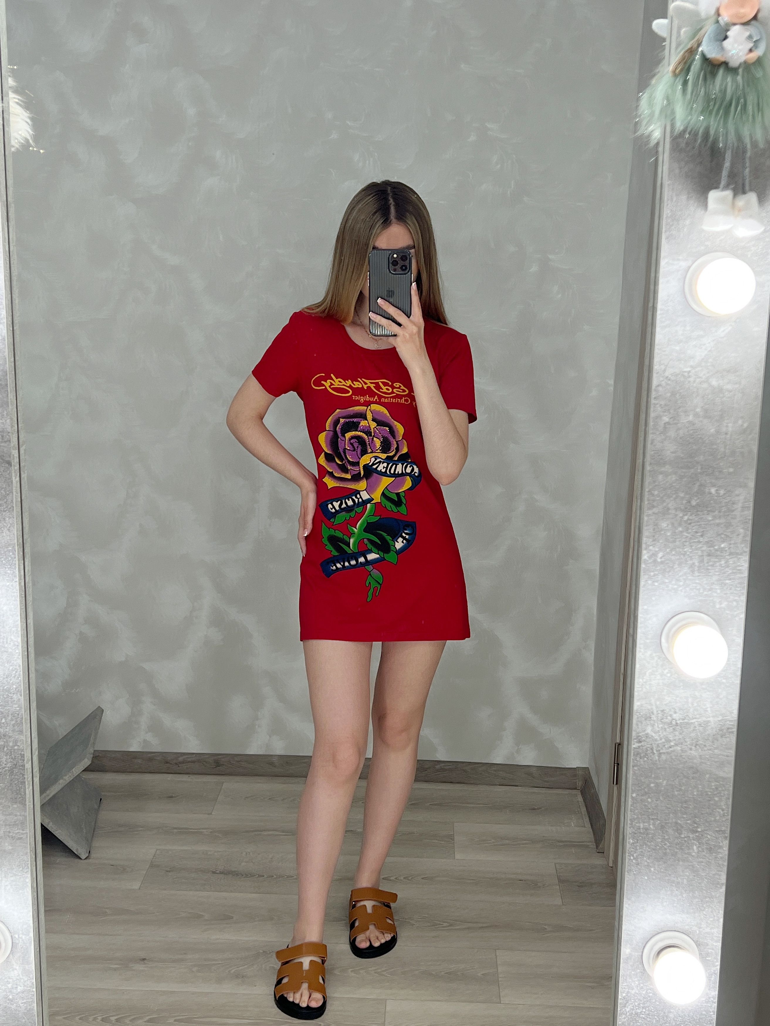 Christian Audigier × Ed Hardy Ed Hardy Mini Dress Tunica Golden Rose of Love Size M / US 6-8 / IT 42-44 - 15 Thumbnail