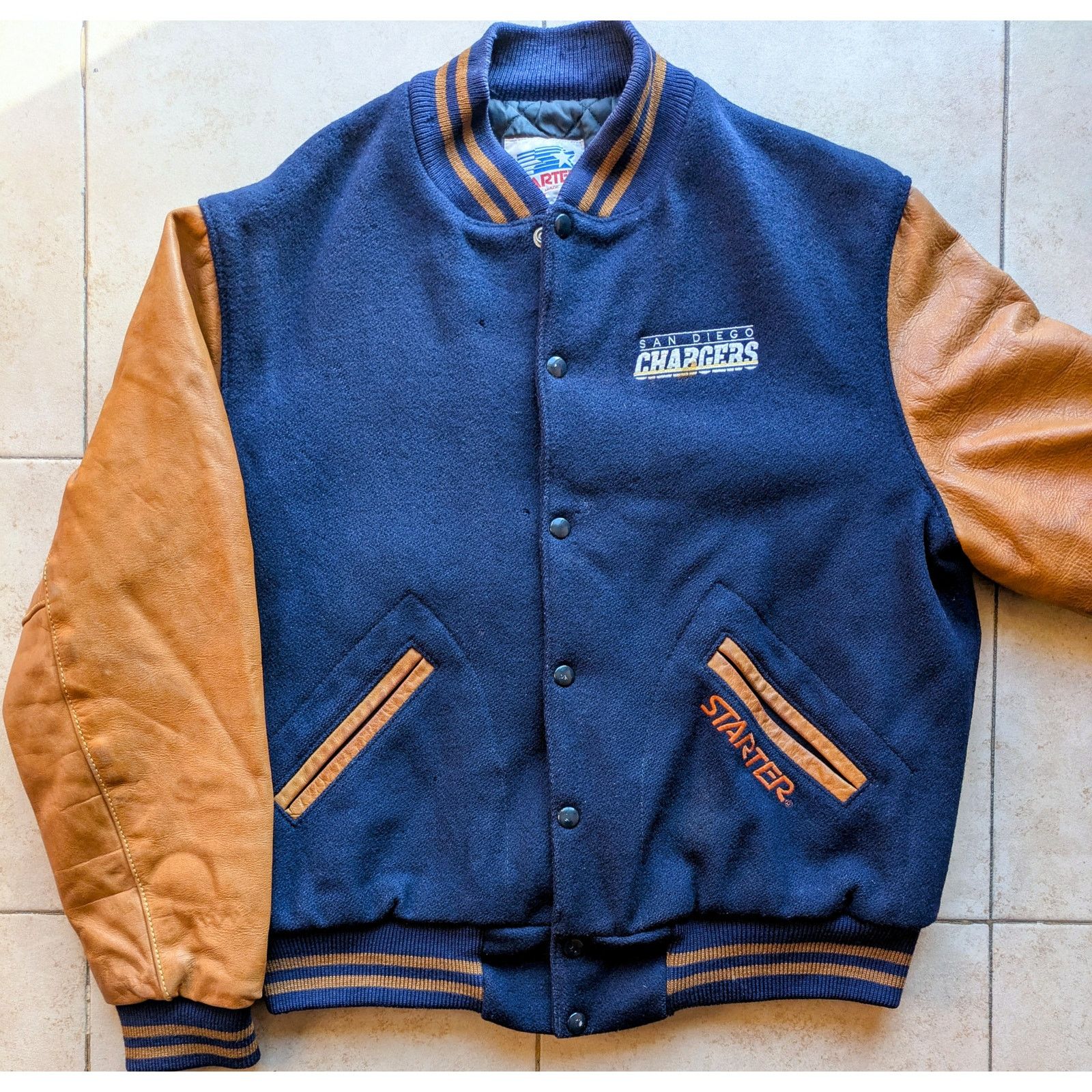 NFL × Starter SD Chargers RARE 90s STARTER varsity LEATHER wool M NFL vtg Size US M / EU 48-50 / 2 - 1 Thumbnail