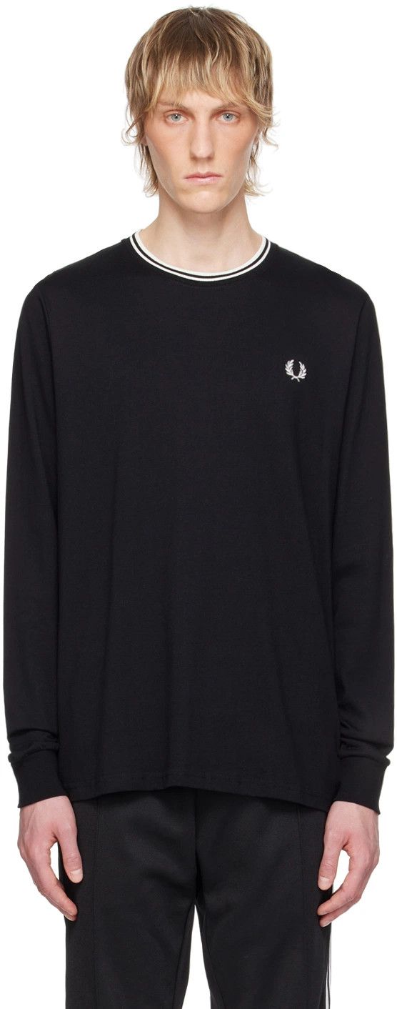 Fred Perry Black Twin Tipped Long Sleeve T-Shirt Size US L / EU 52-54 / 3 - 3 Thumbnail