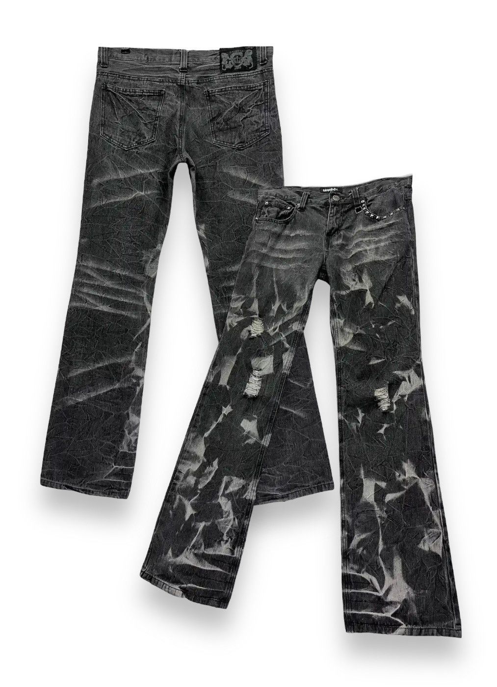 LOWBOX 🔥FYE🔥LOWBOX Distressed Fragment Black Acid Wash Punk Flare Size US 32 / EU 48 - 1 Thumbnail