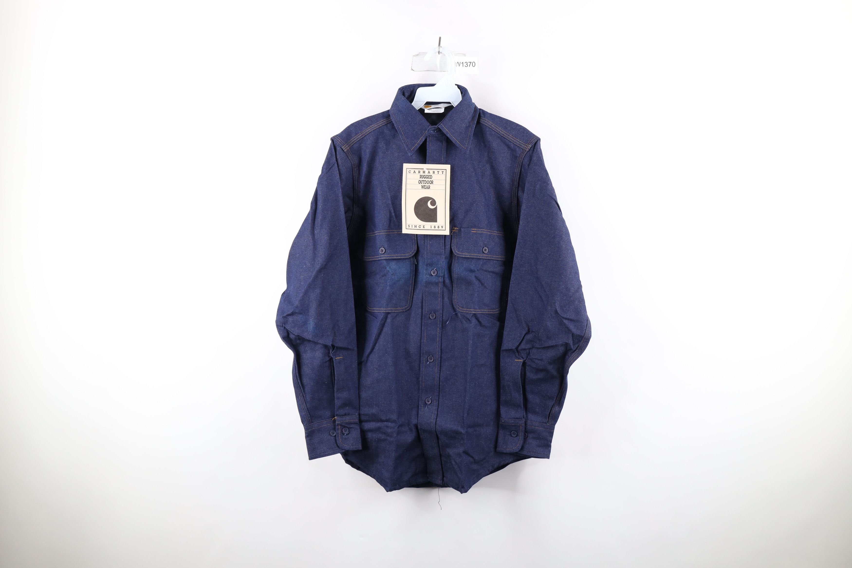 image of Deadstock Vintage 90's Carhartt Denim Jean Button Shirt Usa in Blue, Men's (Size Small)