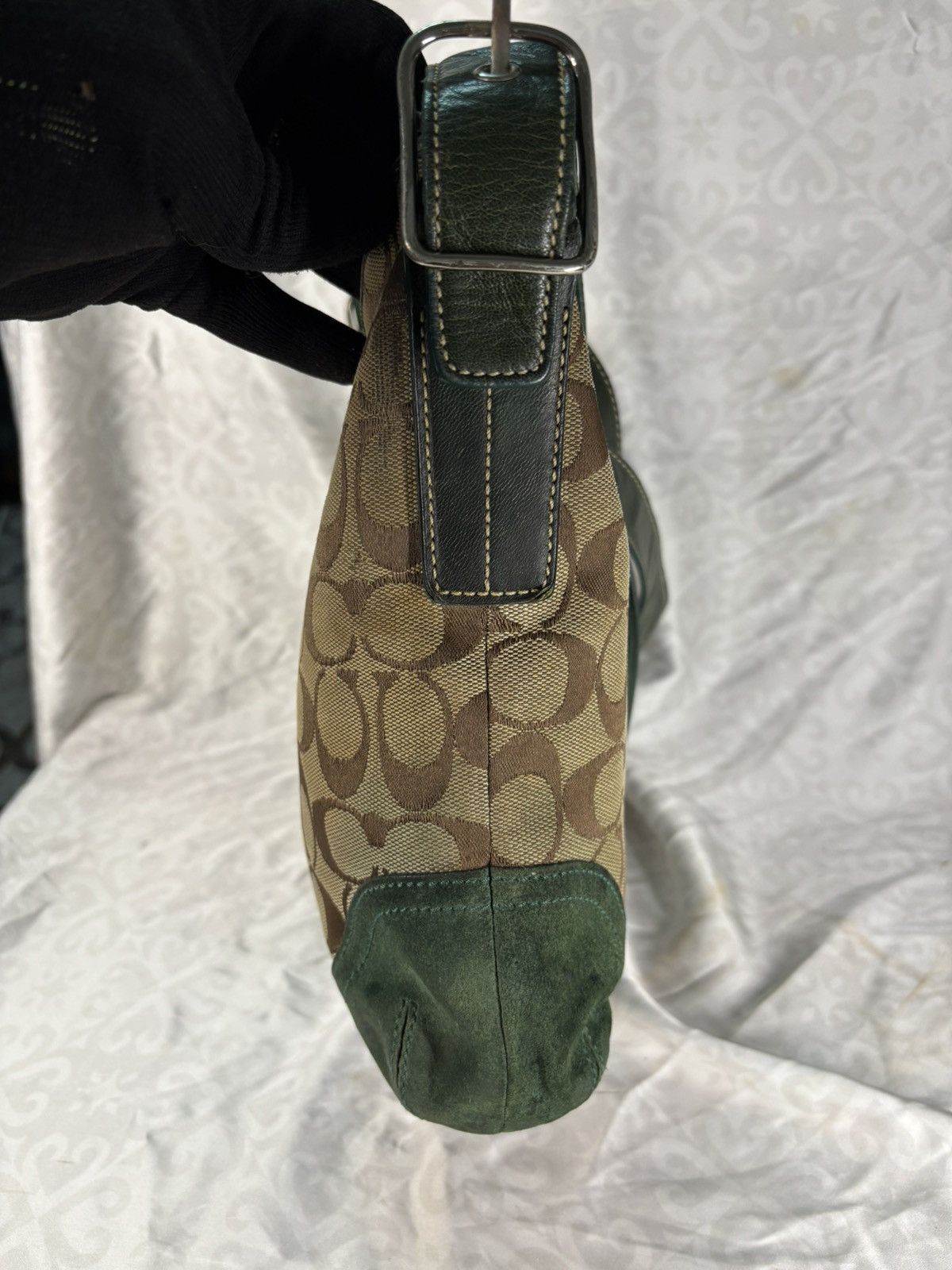 Coach (over used) Coach Green Suede Leather Sling Bag Size ONE SIZE - 4 Thumbnail
