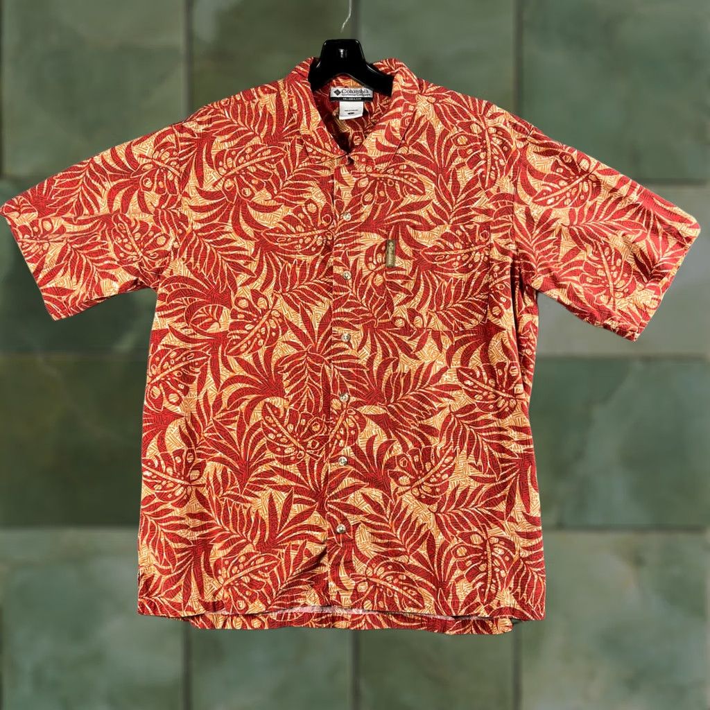Vintage Columbia Button Up Shirt S/S Mens Hawaiian Orange Palms Casual Summer Fashion Size US L / EU 52-54 / 3 - 1 Thumbnail
