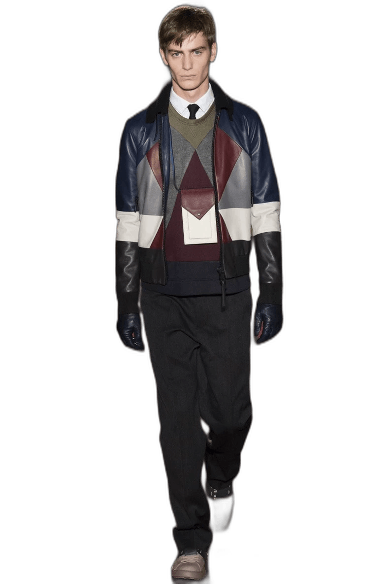 Valentino Valentino Lambskin Leather Jacket with Geometric Pattern Size US L / EU 52-54 / 3 - 1 Thumbnail