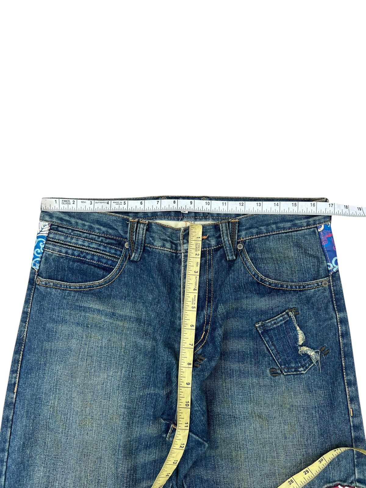 Vintage Dirty Mud Japan Brand Rips Eagle Embroidery Distress Jeans Size US 31 - 2 Thumbnail