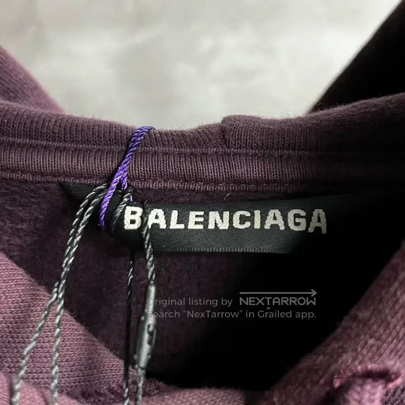 Balenciaga Balenciaga Purple Logo Medium Cut Hooded Sweatshirt Size US S / EU 44-46 / 1 - 2 Thumbnail