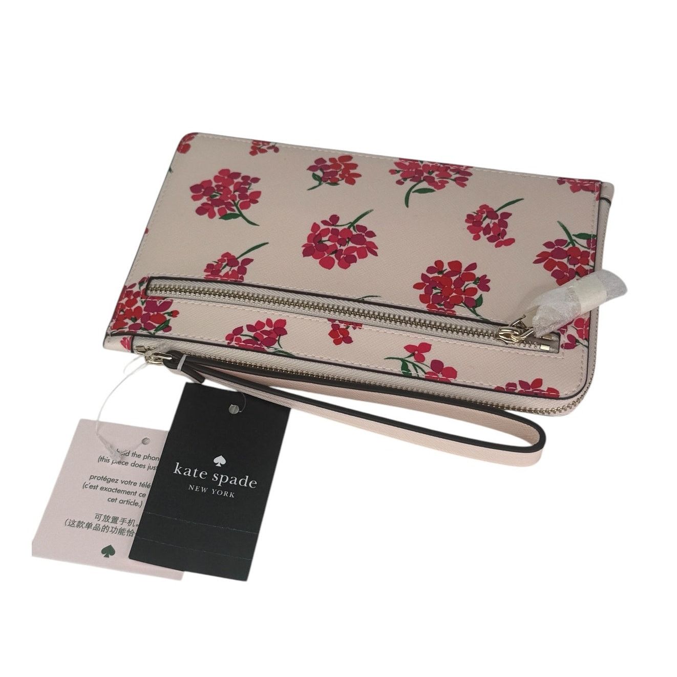 Kate Spade Kate Spade Staci Floral Medium L Zip Wristlet Fresh Peach Size ONE SIZE - 7 Thumbnail