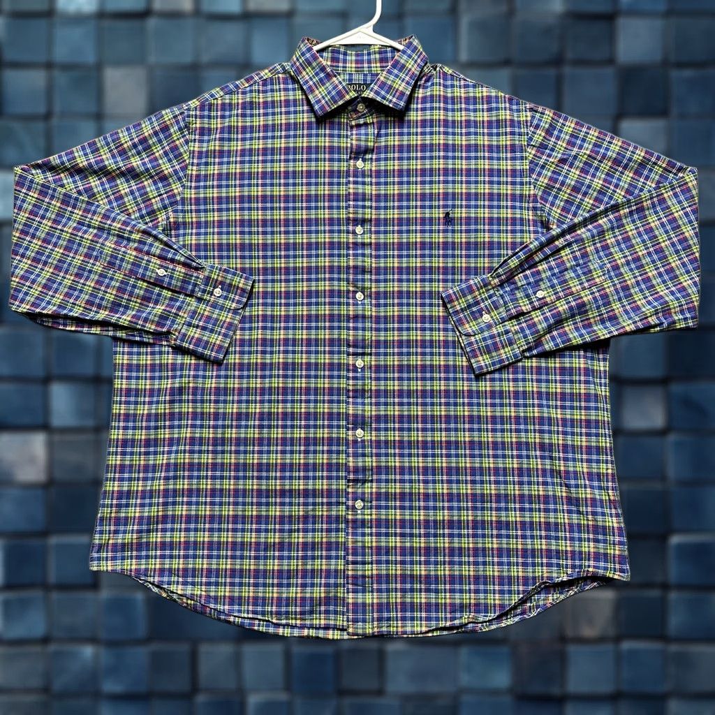 Polo Ralph Lauren Polo Ralph Lauren Shirt Mens 2XL Blue Plaid Classic Fit Stretch Poplin EUC Size US XXL / EU 58 / 5 - 1 Thumbnail