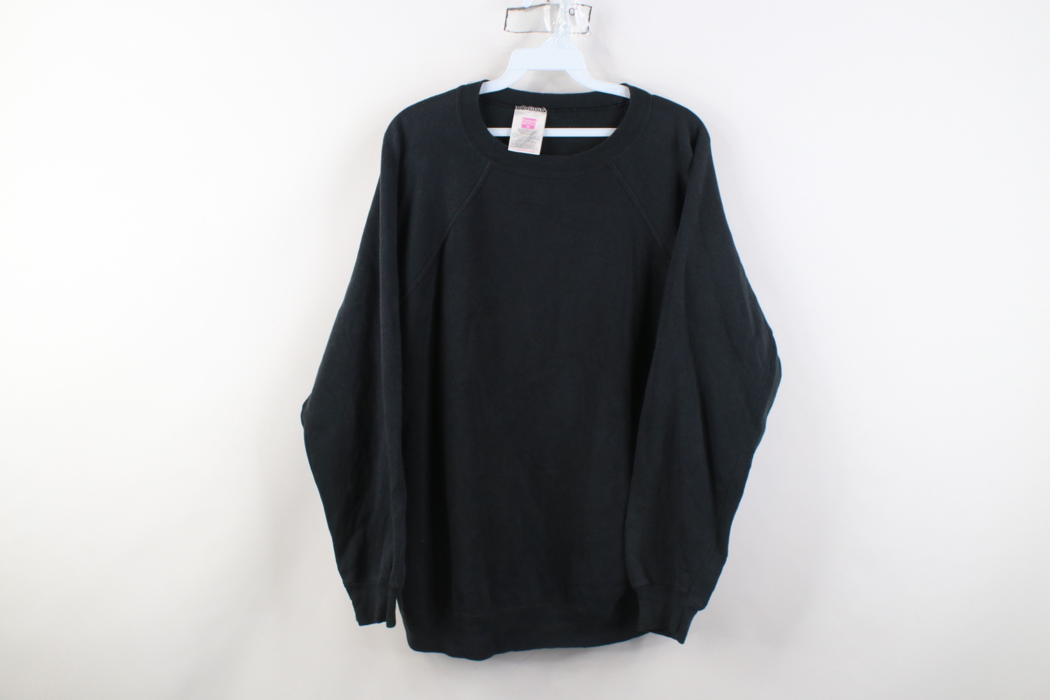 Vintage Vintage 90s Streetwear Faded Blank Crewneck Sweatshirt Black Size XL / US 12-14 / IT 48-50 - 1 Thumbnail