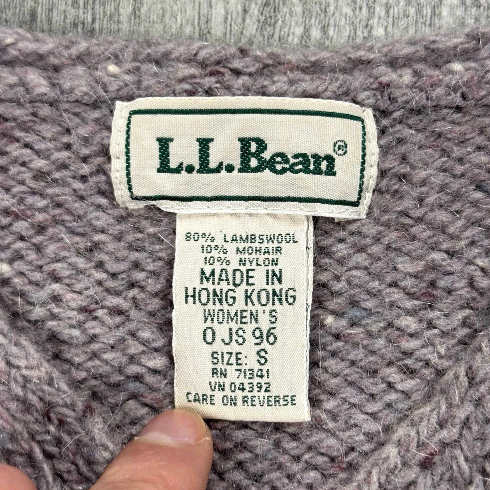 Vintage Vintage L.L. Bean Womens Sweater V-Neck Pullover Knit Cable Mohair Wool Tweed Small Purple Casualâ€”All Seasons Size S / US 4 / IT 40 - 3 Thumbnail