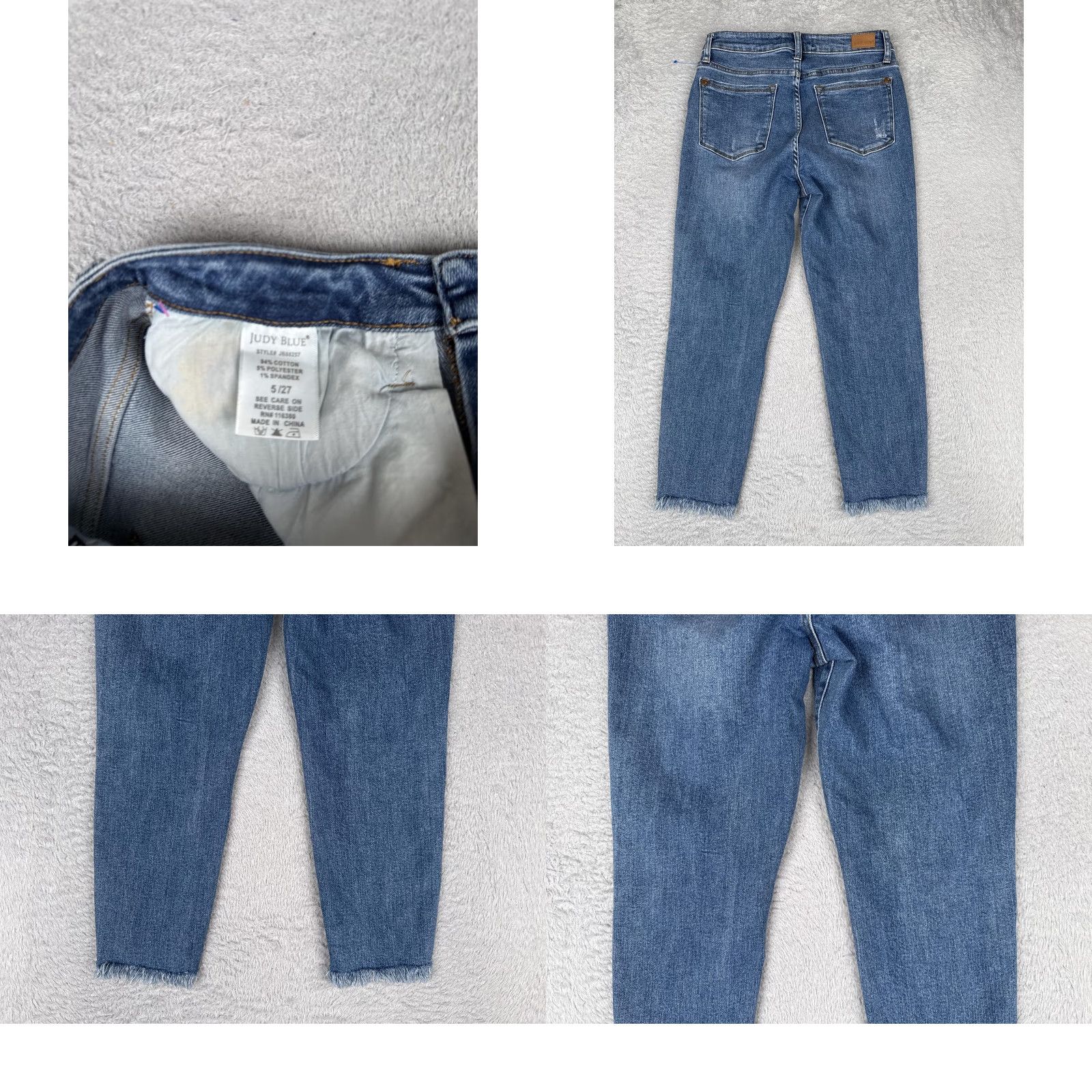 Sunflower Judy Blue Jeans Womens 5 Cropped Denim Jeans Bohemian Floral Embroidered Fringe Sunflower Pockets Zip Fly Relaxed Mid Rise Blue 27 Size 27" / US 4 / IT 40 - 10 Thumbnail