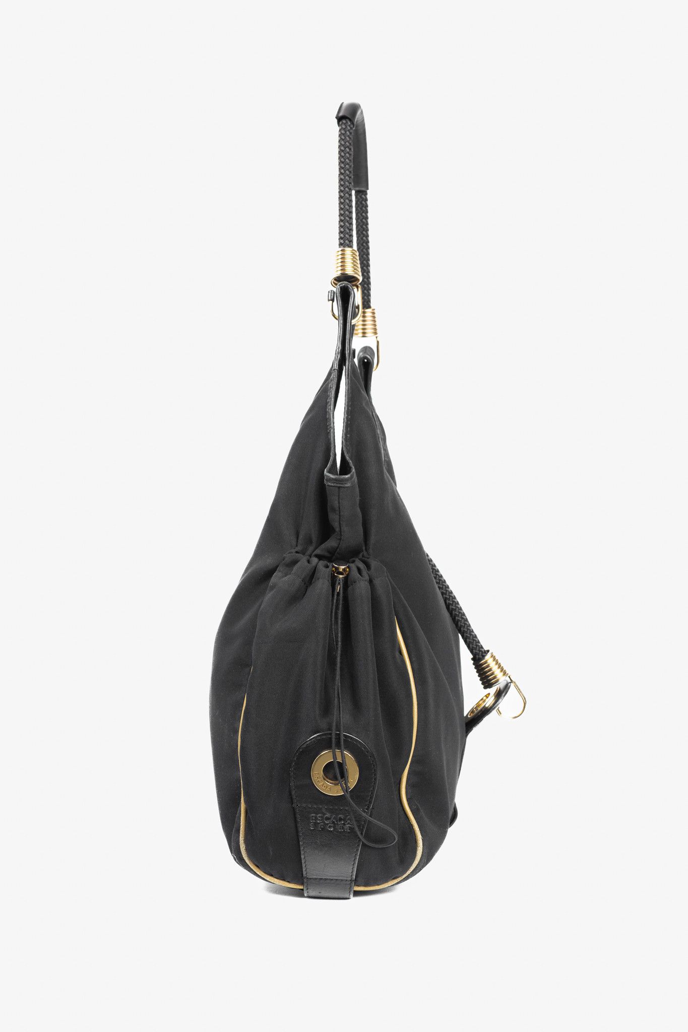 Escada Sport Escada Sport Black Nylon Leather-Trim Rope-Strap Hobo Size ONE SIZE - 3 Thumbnail