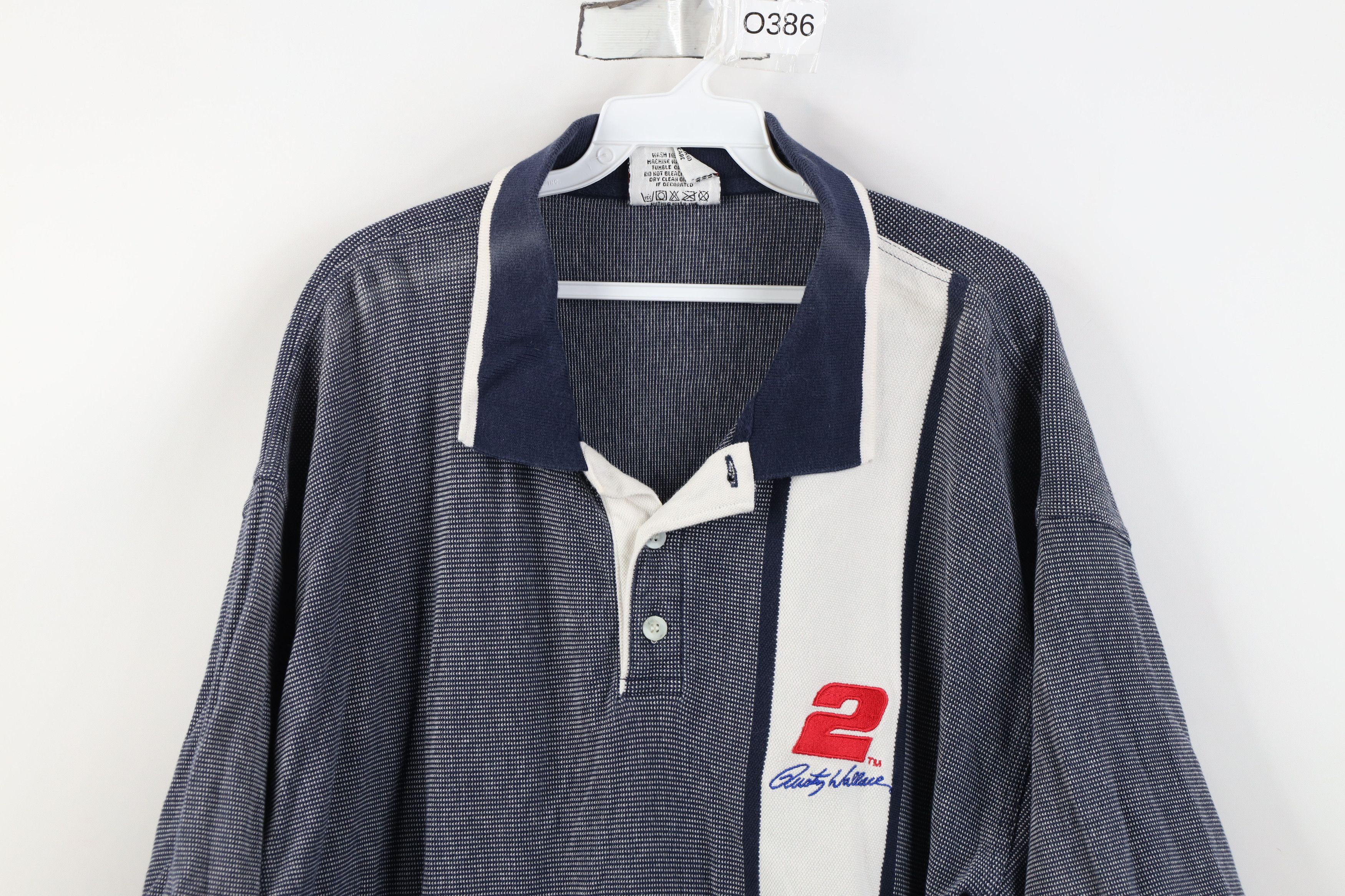 Vintage Vintage 90s NASCAR Wallace Racing Thermal Knit Polo Shirt Size US XL / EU 56 / 4 - 2 Thumbnail