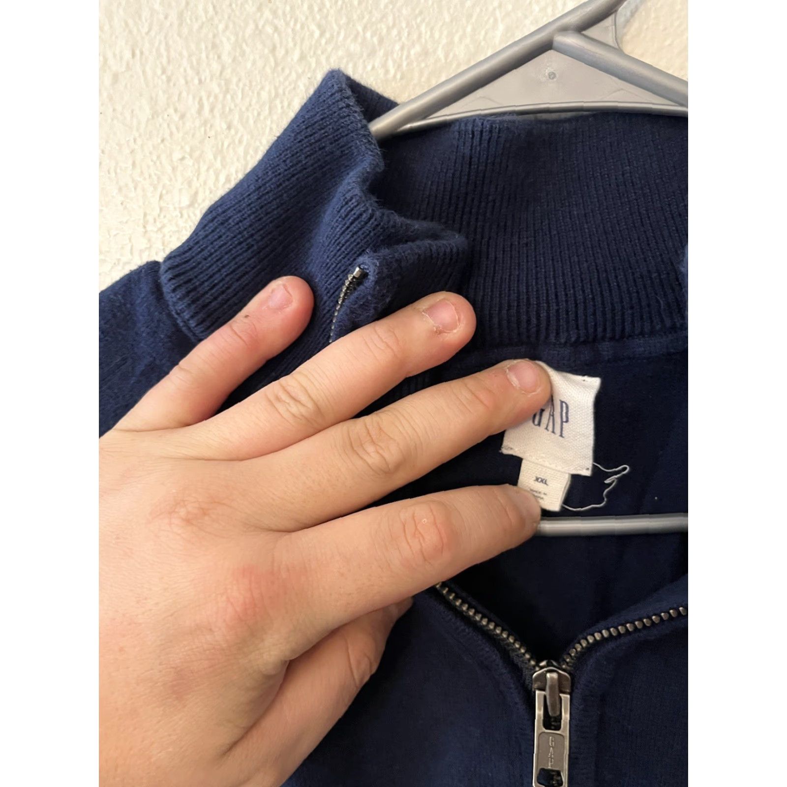 Gap VINTAGE Gap Sweater Mens 2XL 1/4 Zip Cotton Long Sleeve Mock Neck Blue Logo Zipper Pullover Size US XXL / EU 58 / 5 - 3 Thumbnail