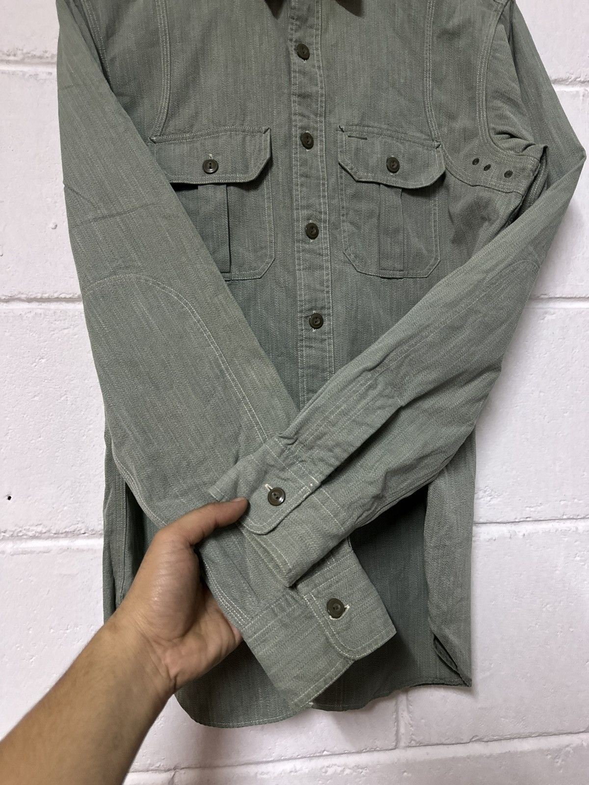 Polo Ralph Lauren RRL Curtis Japanese Herringbone Military Twill Button Shirt Size US M / EU 48-50 / 2 - 14 Thumbnail