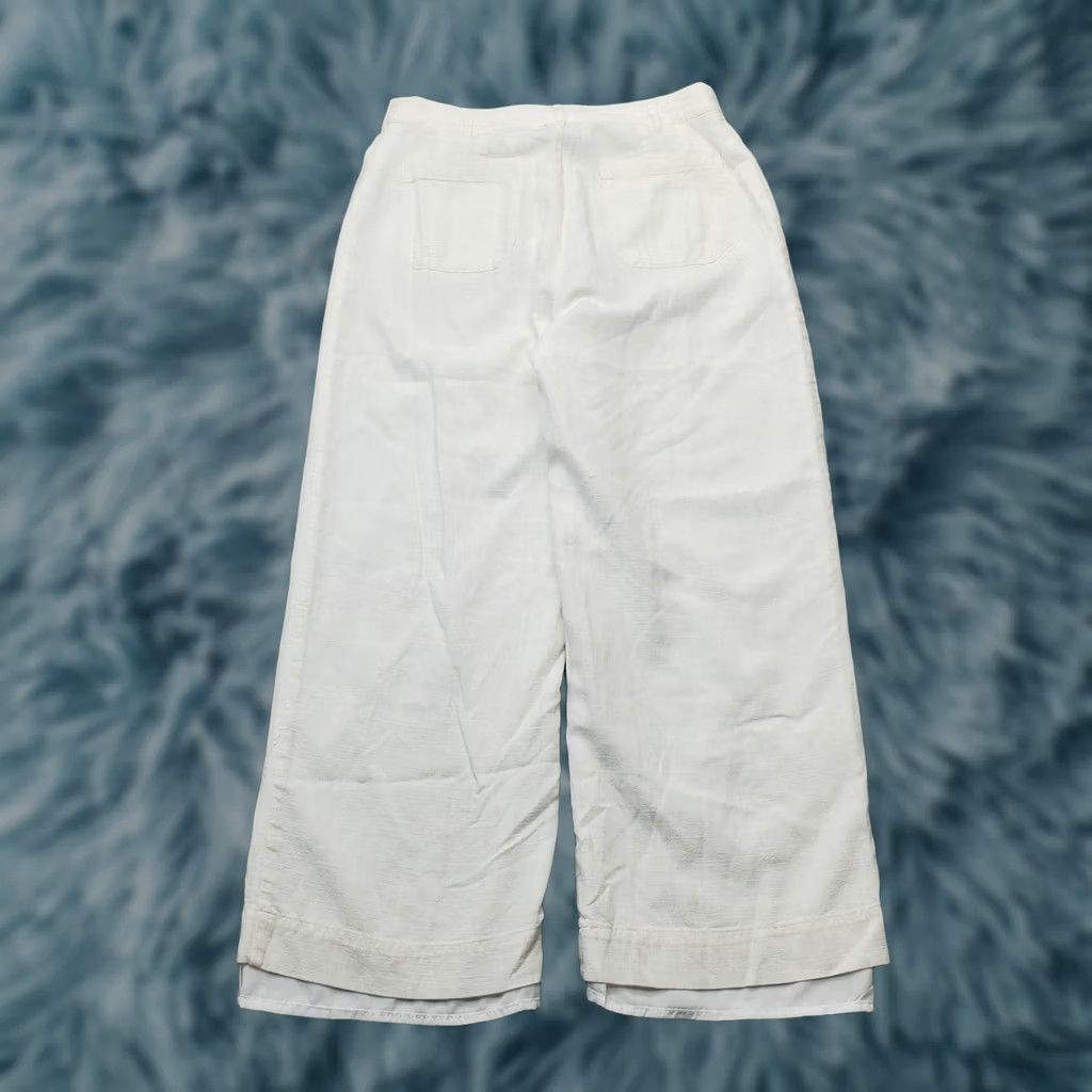 Vintage Halogen Trouser Pants Womens Small White Linen Blend Patch Pocket Wide Leg Lined Size 28" / US 6 / IT 42 - 1 Thumbnail