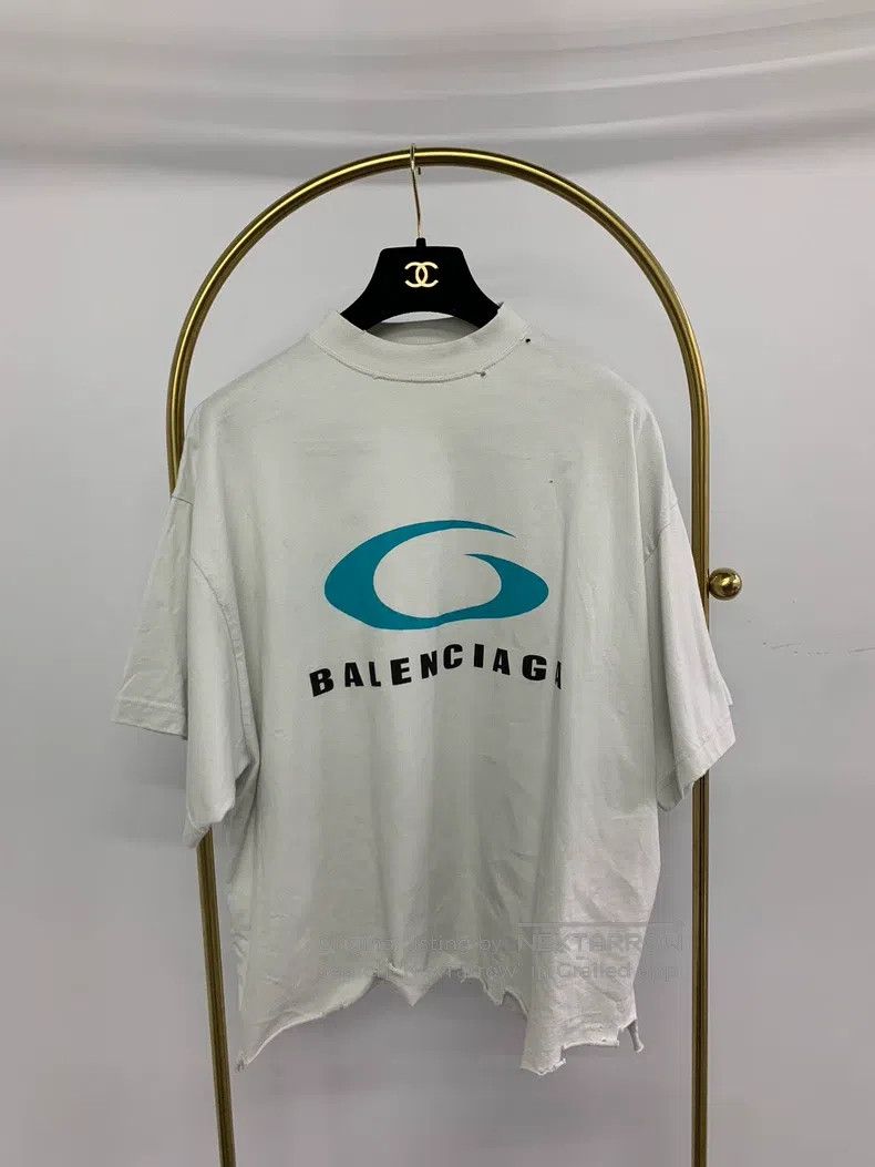 Balenciaga Wave Logo Printed Short Sleeve T-Shirt