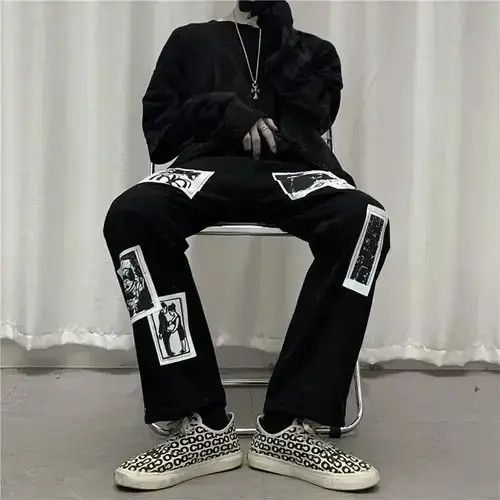 Japanese Brand VIBE Japanese style punk jeans with patches Size US 33 - 3 Thumbnail