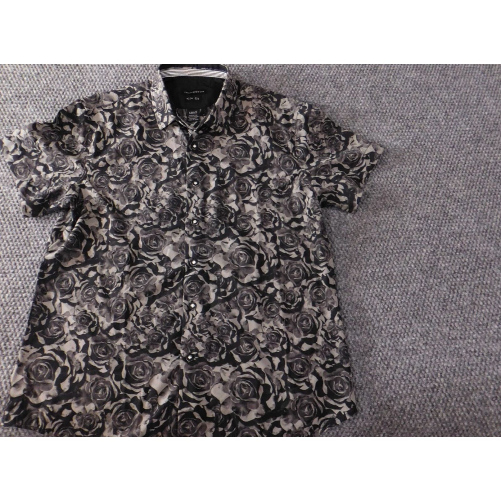 Vintage Interaffair Mens Shirt Small gray floral slim fit button up Size US S / EU 44-46 / 1 - 2 Thumbnail