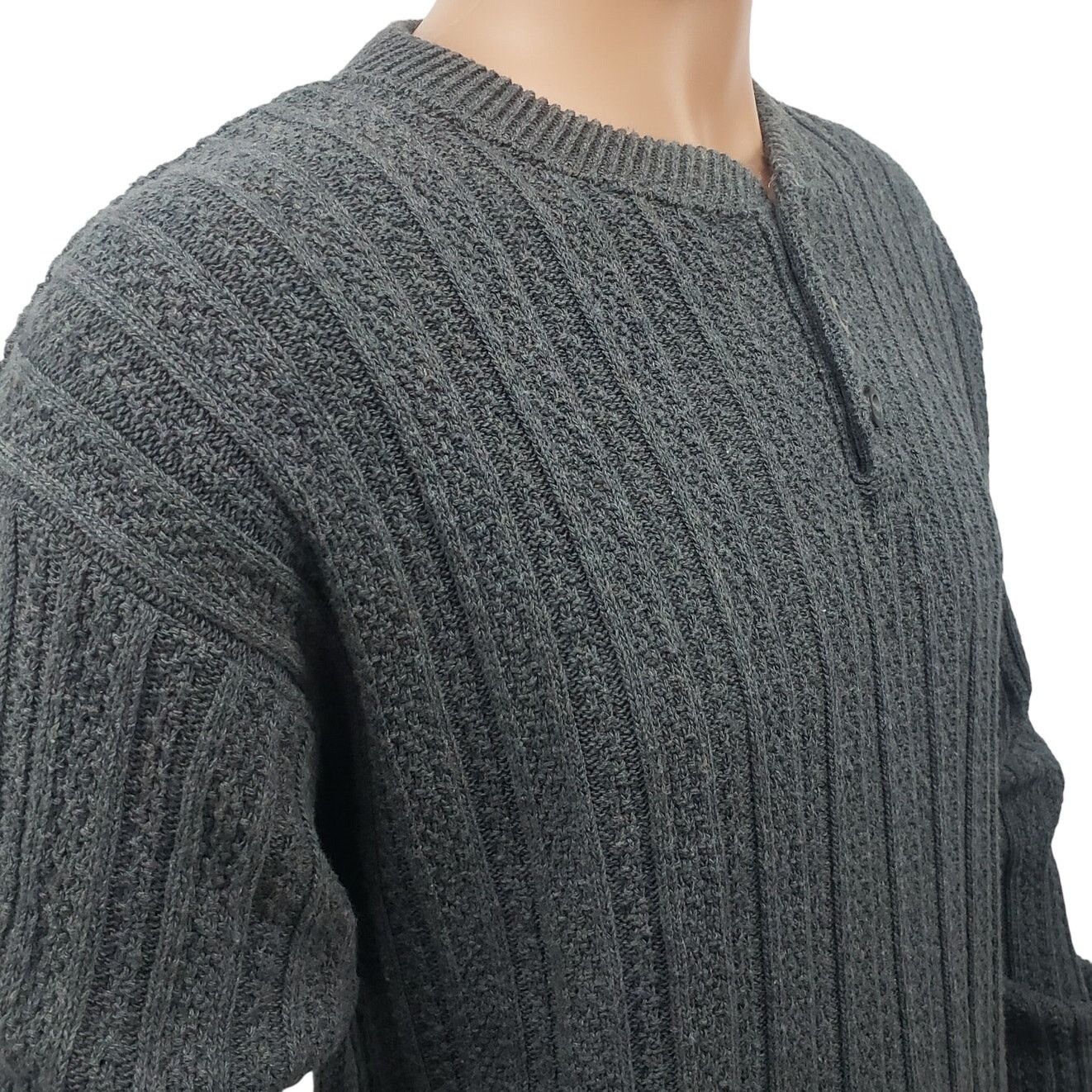 Bill Blass × Vintage Vintage Bill Blass Sweater 90s Hand Framed USA Made Henley Size US XL / EU 56 / 4 - 4 Thumbnail