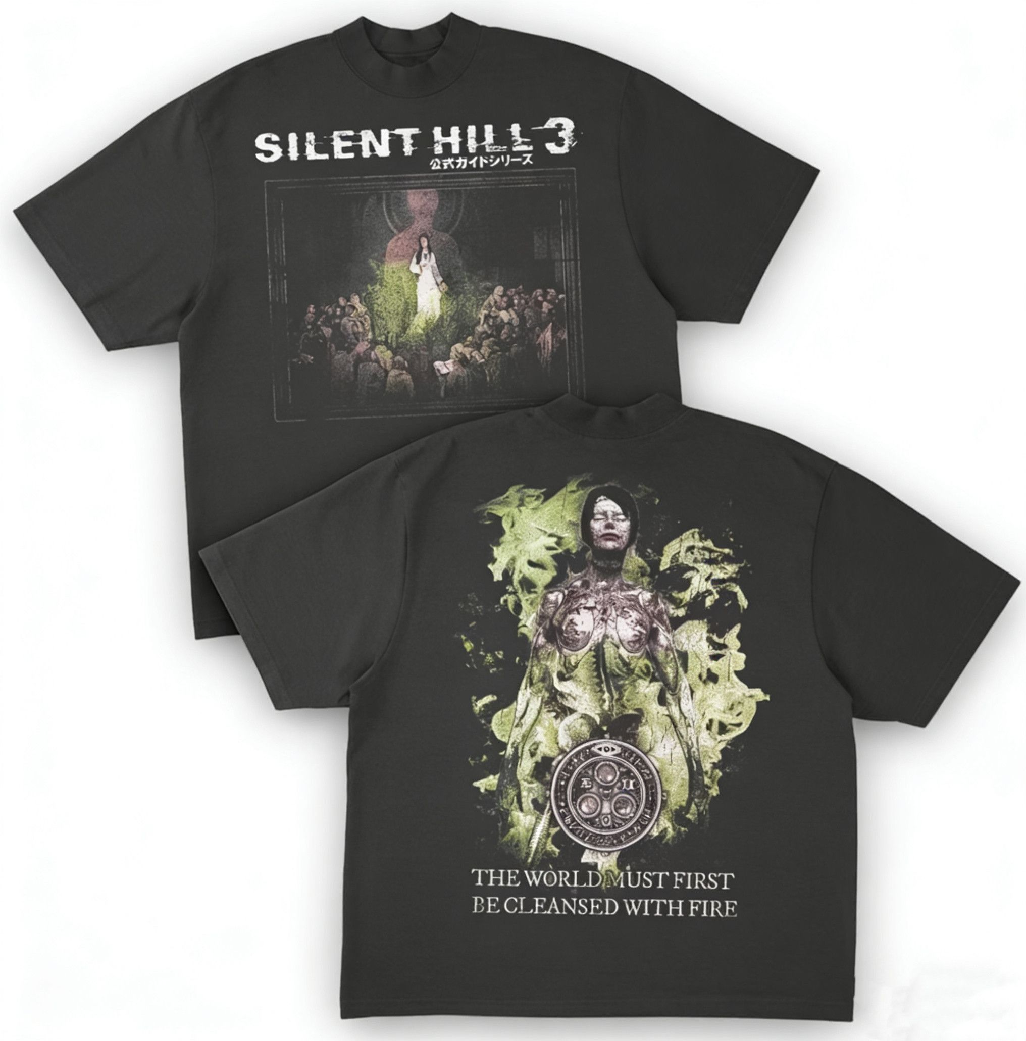 Japanese Brand High Street Silent Hill Game 3 Print Washed Black T-Shirt Size US XL / EU 56 / 4 - 1 Thumbnail
