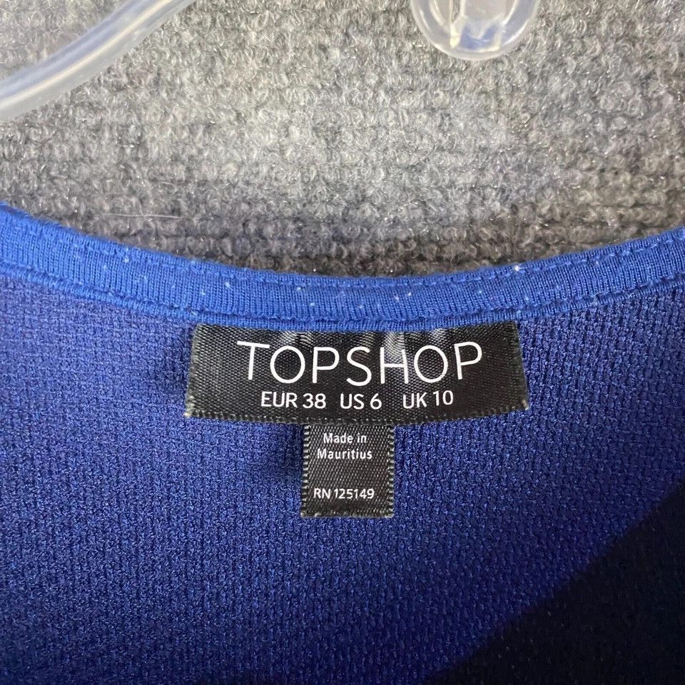 Topshop Topshop Dress Women's Size 6 A-Line Navy Blue 100% Polyester Size M / US 6-8 / IT 42-44 - 2 Thumbnail