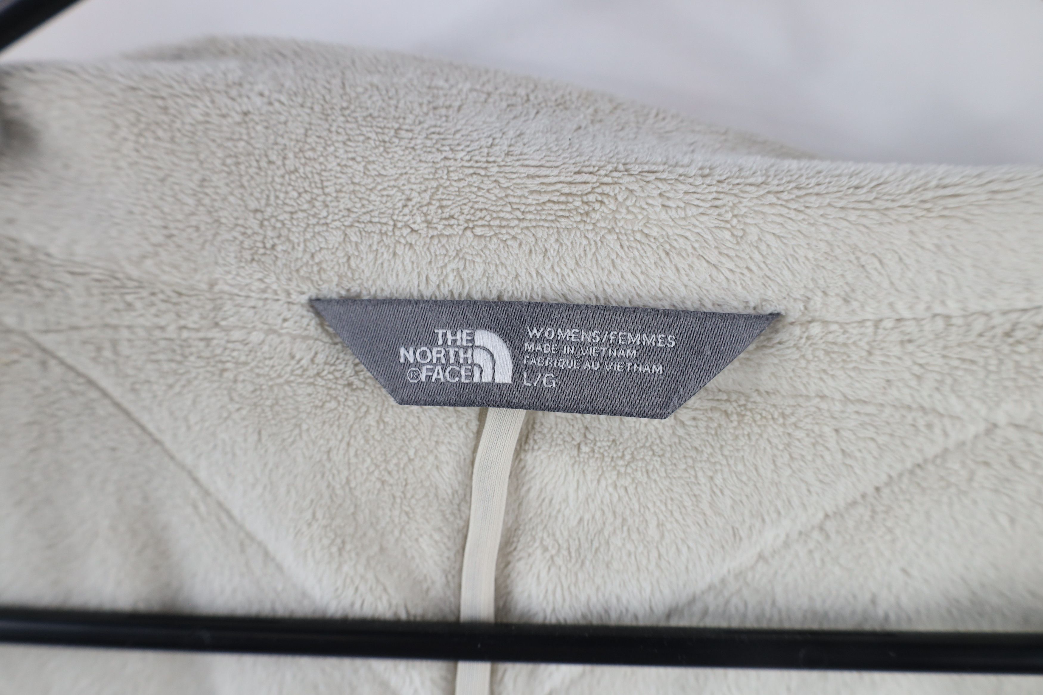 The North Face × Vintage The North Face Spell Out Knit Stitch Fleece Jacket Beige Size L / US 10 / IT 46 - 8 Thumbnail