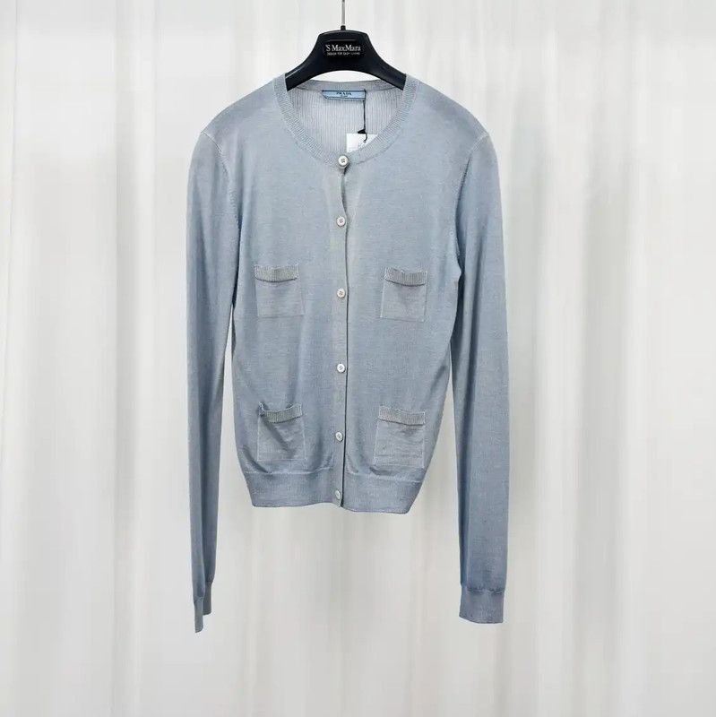 Prada Prada Sky Blue Wool Blend Cardigan for Women Size XL / US 12-14 / IT 48-50 - 1 Thumbnail