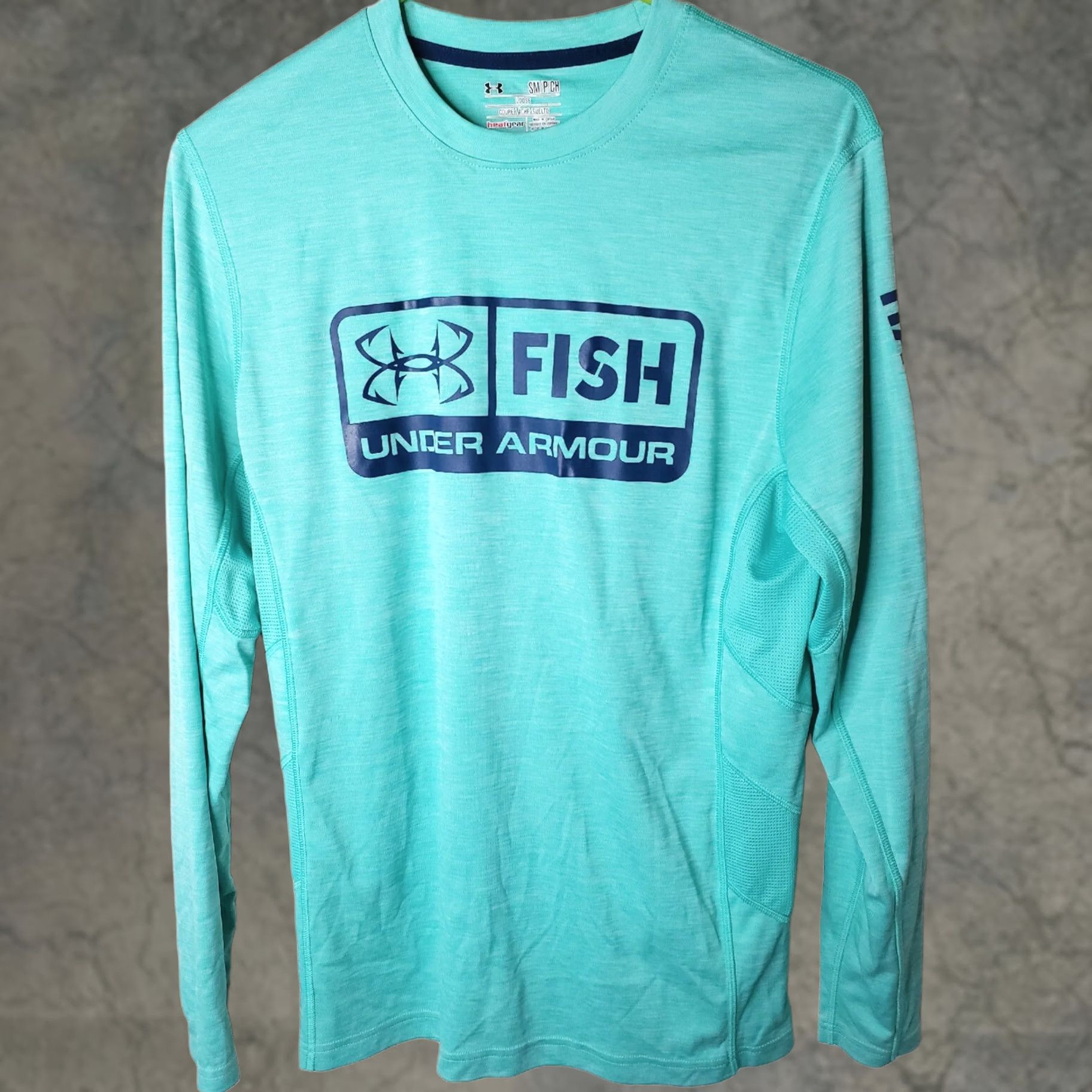 Under Armour Under Armour Sun Shirt Mens S Turquoise Heathered Long Sleeve Crew Neck HeatGear T-Shirt Logo01 Fishing Boating All Seasons Breathable Size US S / EU 44-46 / 1 - 1 Thumbnail