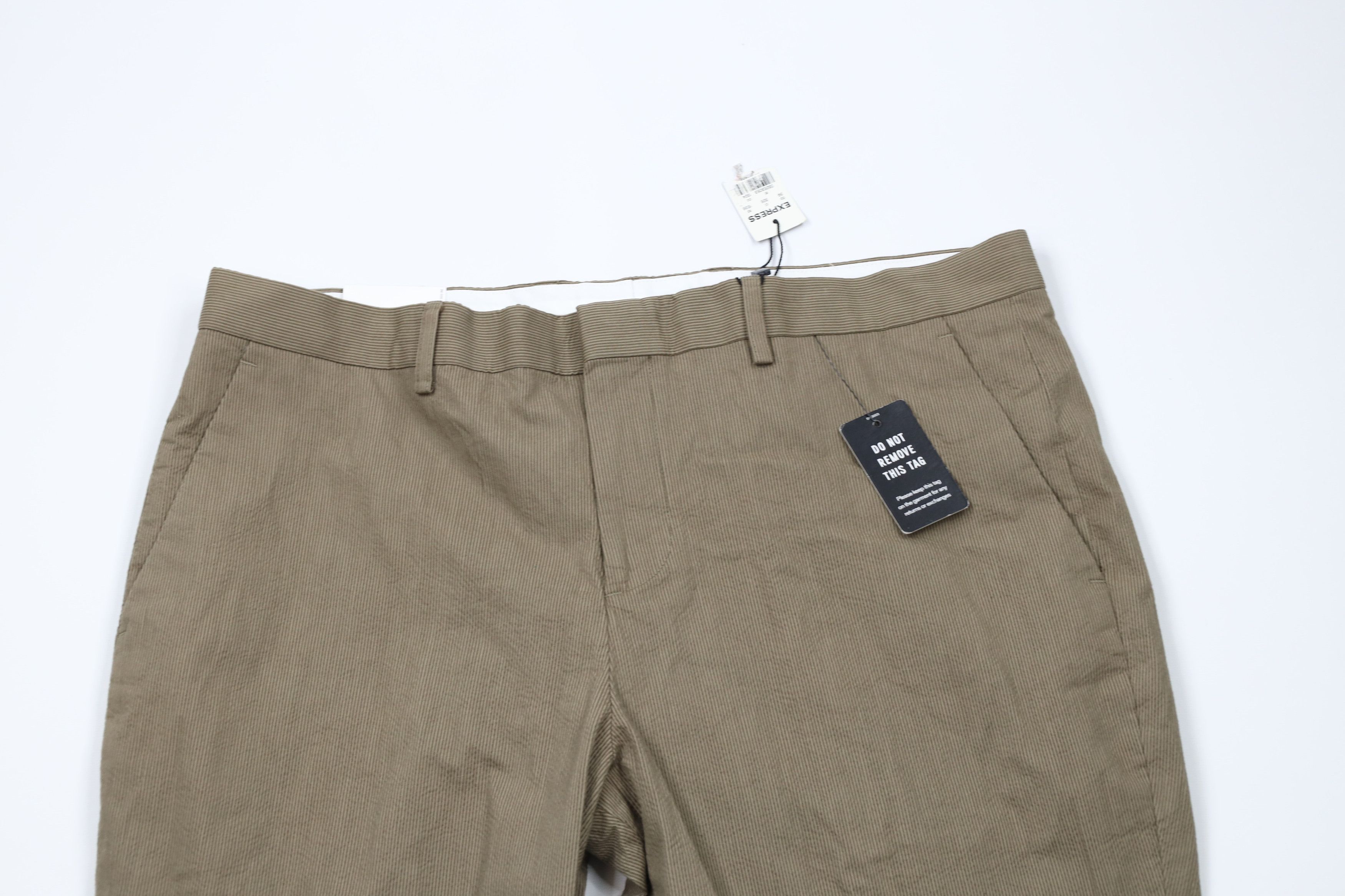 Express × Vintage New Express Pinstriped Straight Leg Chino Pants Brown Cotton Size US 33 - 2 Thumbnail