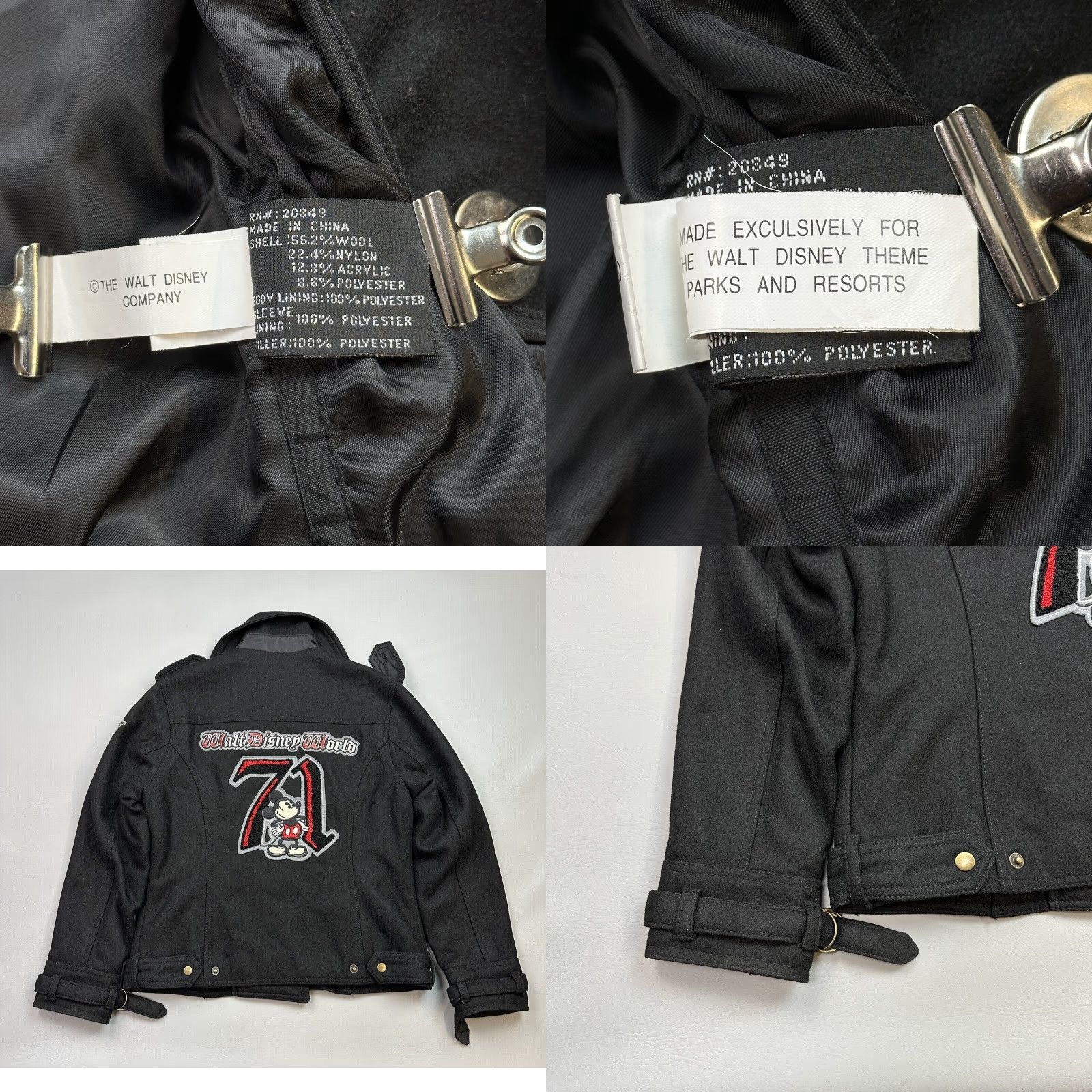 Disney VINTAGE Disney Peacoat Jacket Women's M Black Wool Blend 71 Logo Embroidered Button, Logo, Collared, Inner Pockets, Dry Clean Only, 80s 90s Theme Size M / US 6-8 / IT 42-44 - 8 Thumbnail