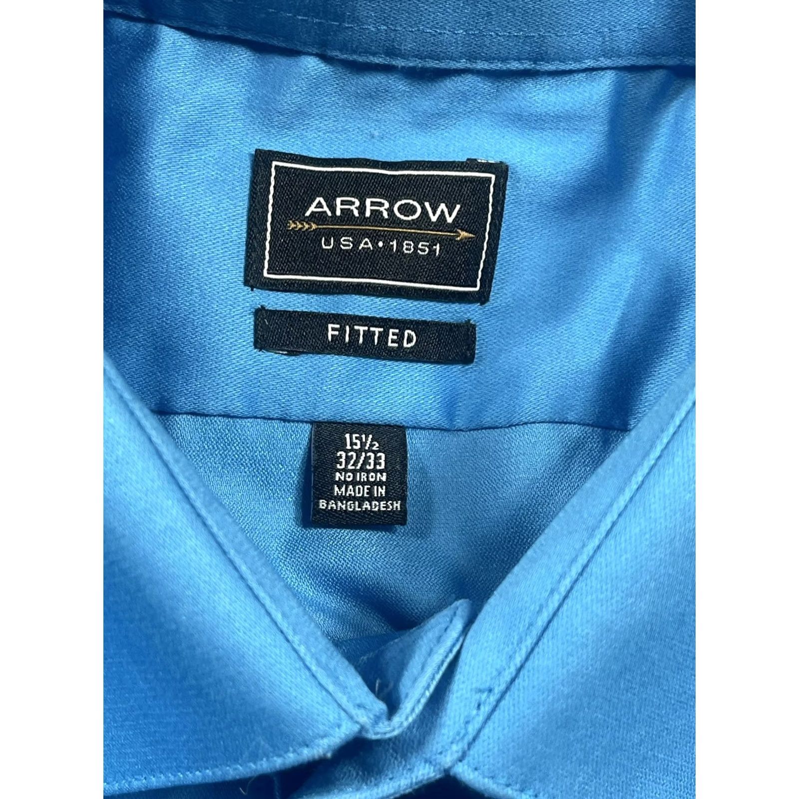 Arrow Arrow Shirt Mens S Blue USA Fitted ButtonUp LongSleeves Dress Size 36R - 7 Thumbnail