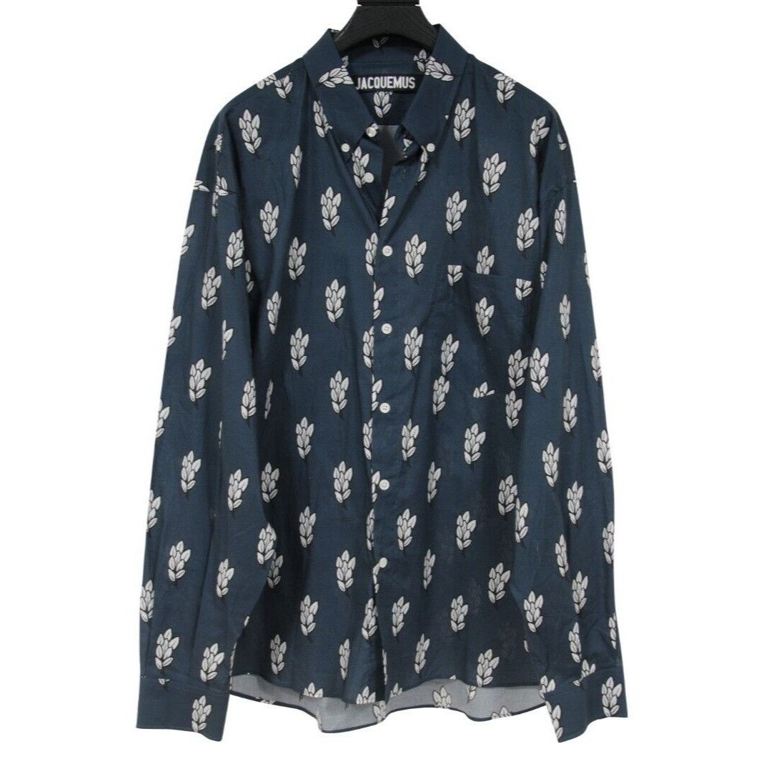 Jacquemus Button Down Shirt Navy Blue White Wheat Size US XL / EU 56 / 4 - 1 Thumbnail
