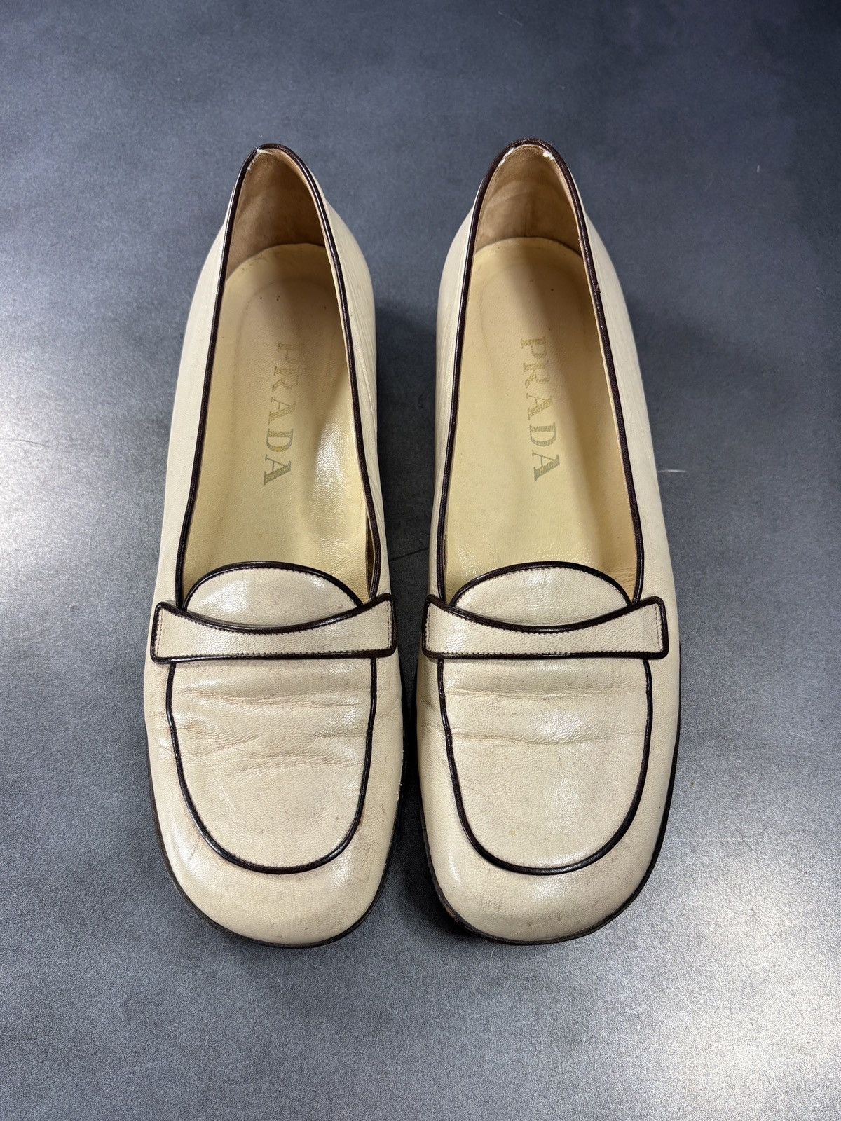 Prada Vintage Prada Loafers 1990s Leather Flats TwoTone Square Toe Size US 6.5 / IT 36.5 - 6 Thumbnail