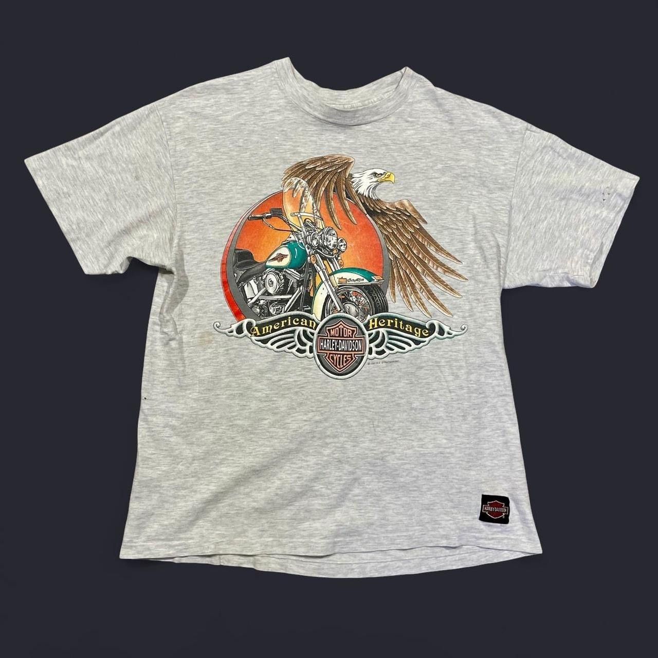 Harley Davidson × Vintage Vintage 1991 Harley Davidson Motorcycle Eagle T-Shirt Size US L / EU 52-54 / 3 - 1 Thumbnail