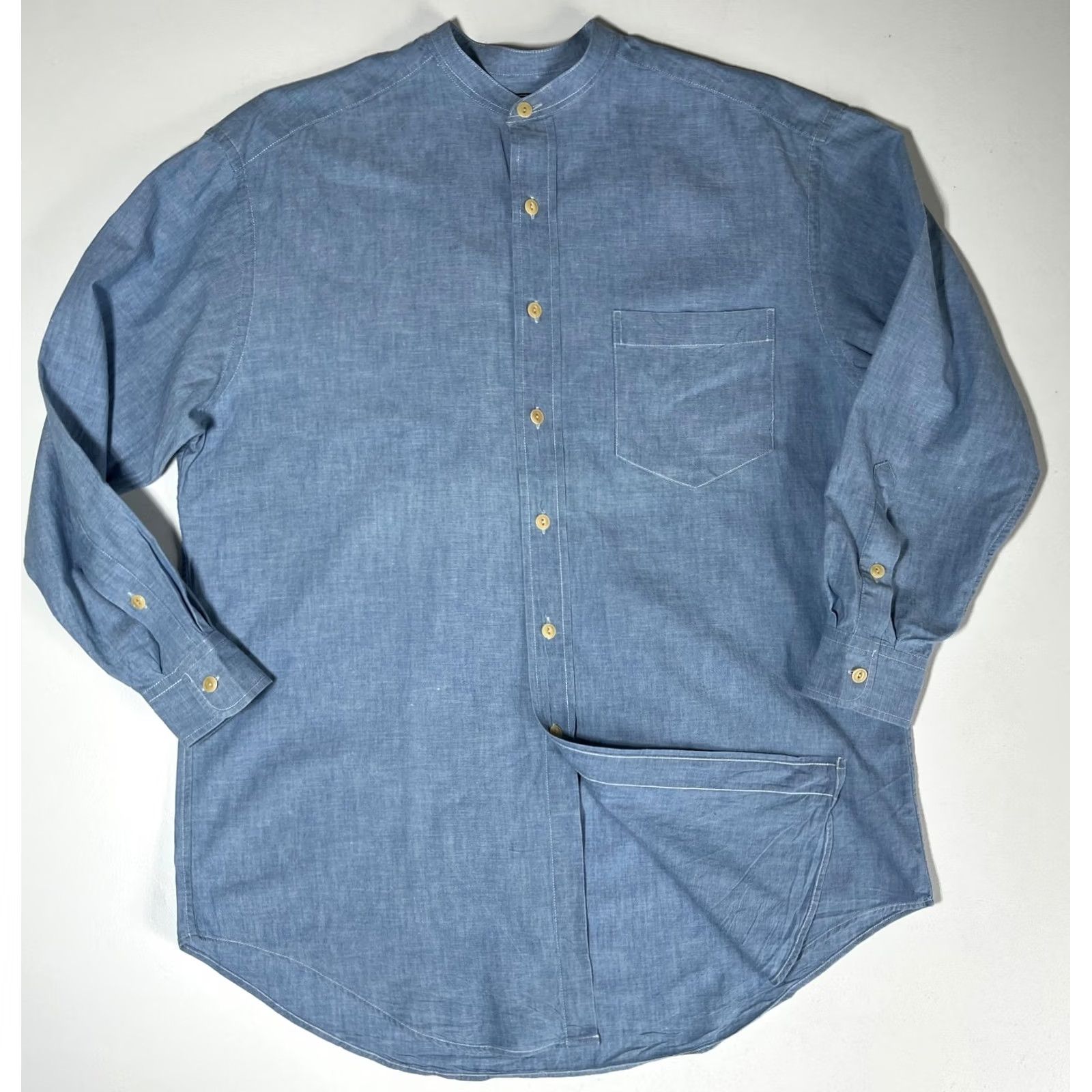 Ralph Lauren VINTAGE Ralph Lauren Country Shirt Mens 90s Long Sleeve Blue Cotton Chambray Large Size US L / EU 52-54 / 3 - 4 Thumbnail